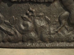 Antique French Alliance Coat of Arms Fireback with Rampant Stags, Circa 1690