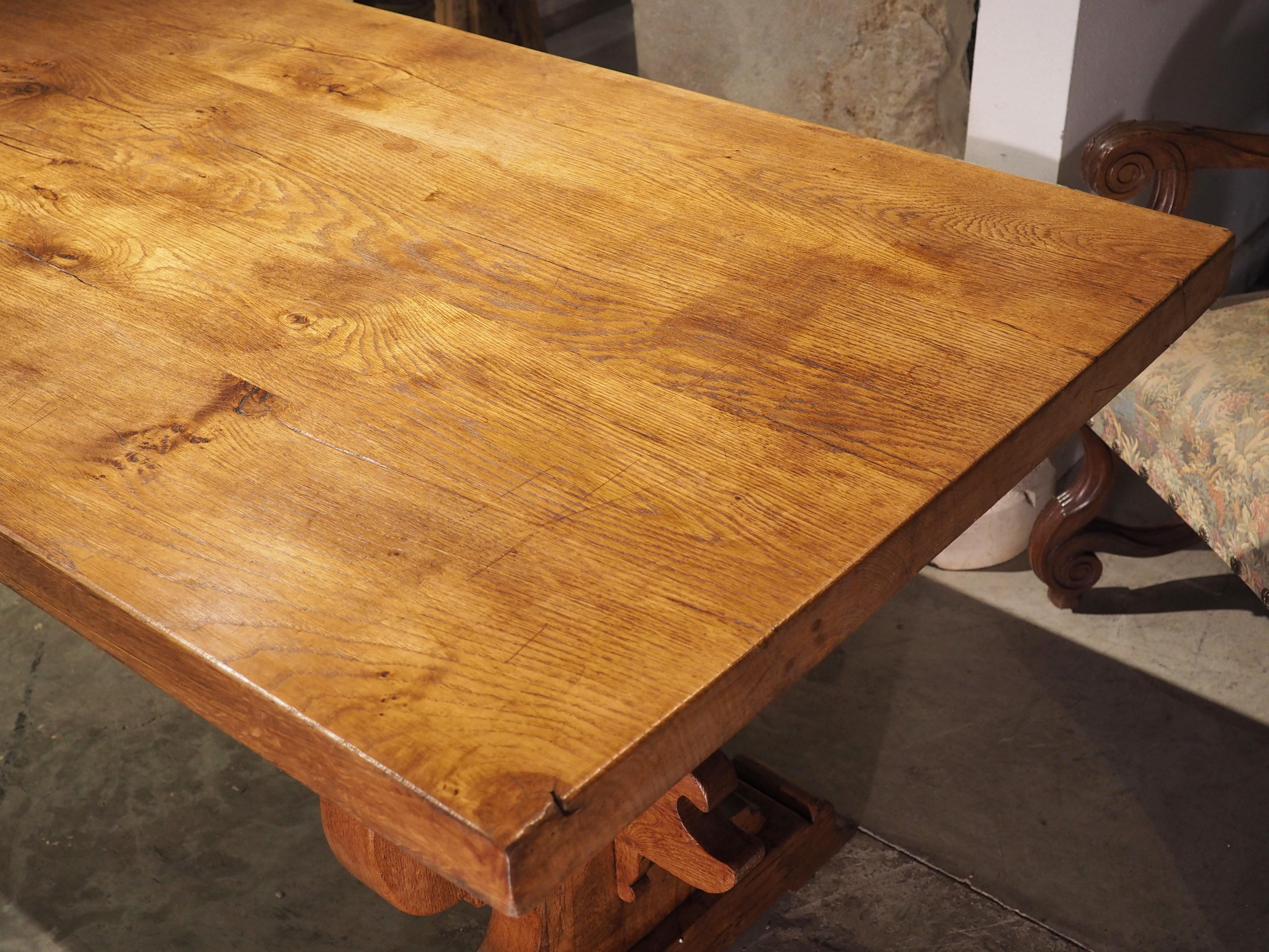 Late 19th Century Antique French Alpine Dining Table in Carved Oak, Circa 1890