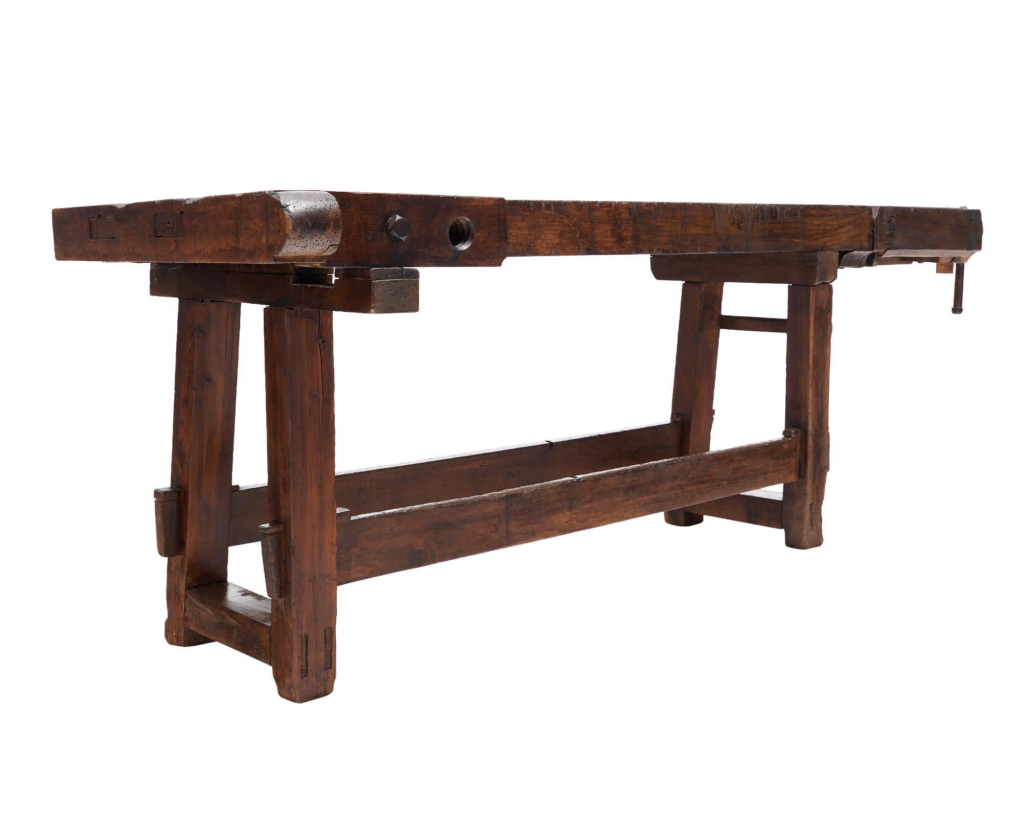 Antique French Alps Ski Workbench In Good Condition For Sale In Austin, TX
