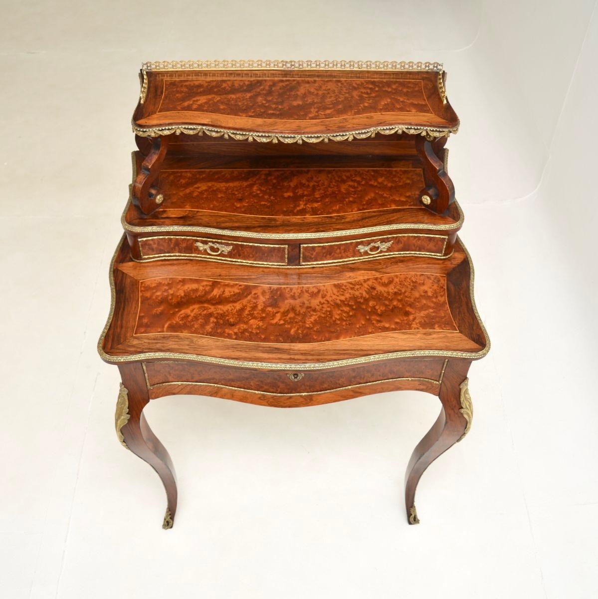 Antique French Amboyna Escritoire Escritorio Cuero