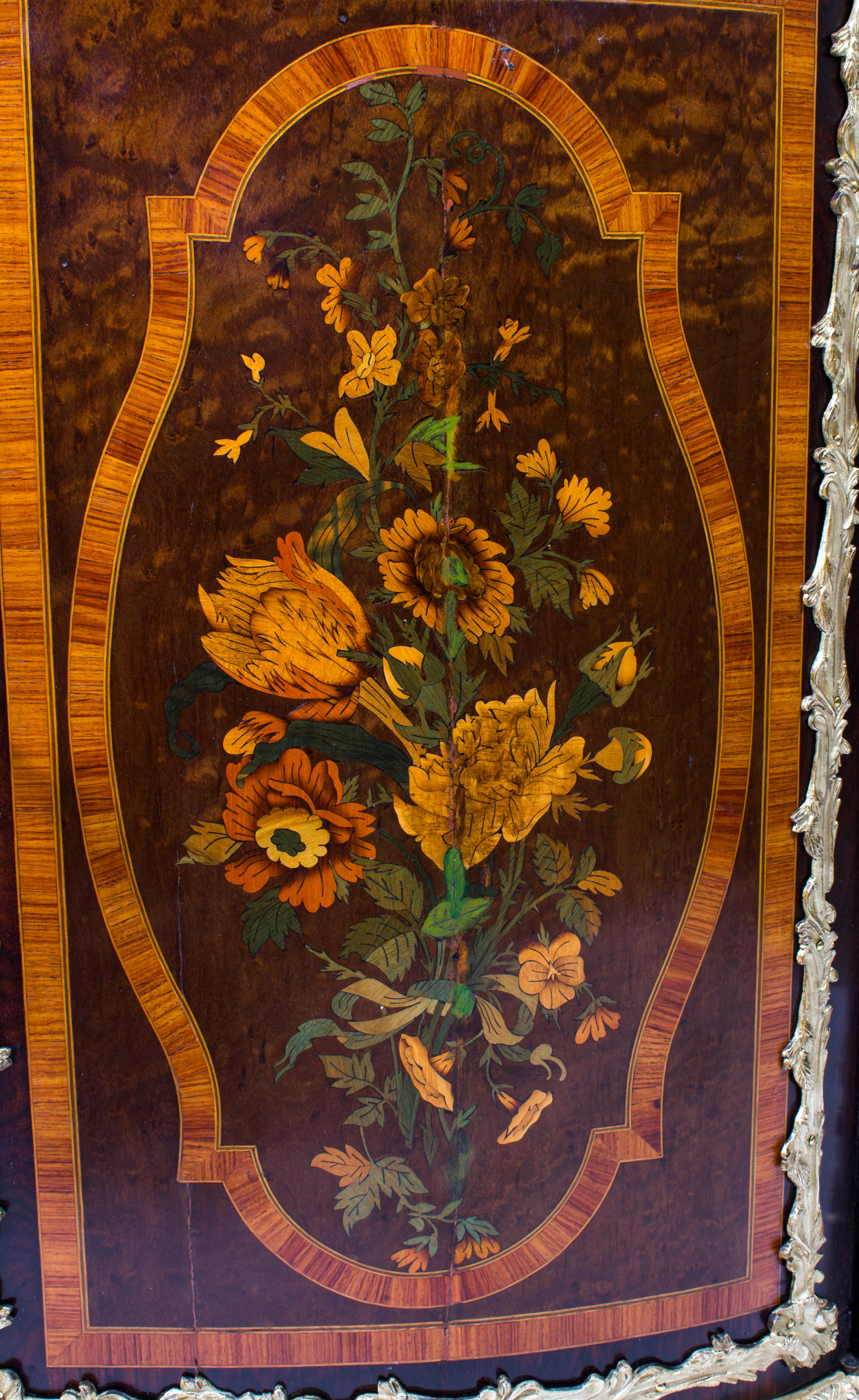Antique French Amboyna & Floral Marquetry Side Cabinet, 19th Century 6
