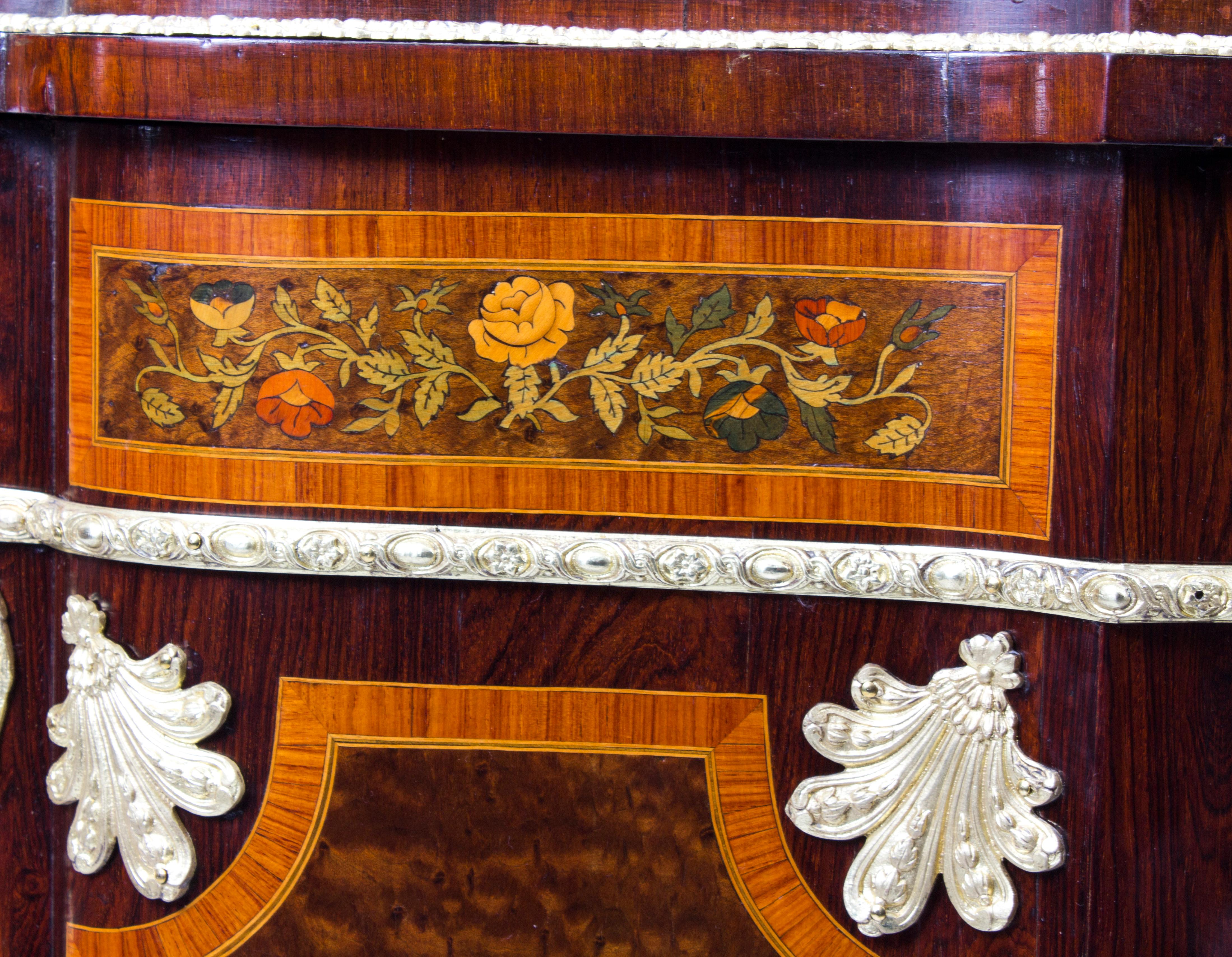 Antique French Amboyna & Floral Marquetry Side Cabinet, 19th Century 12