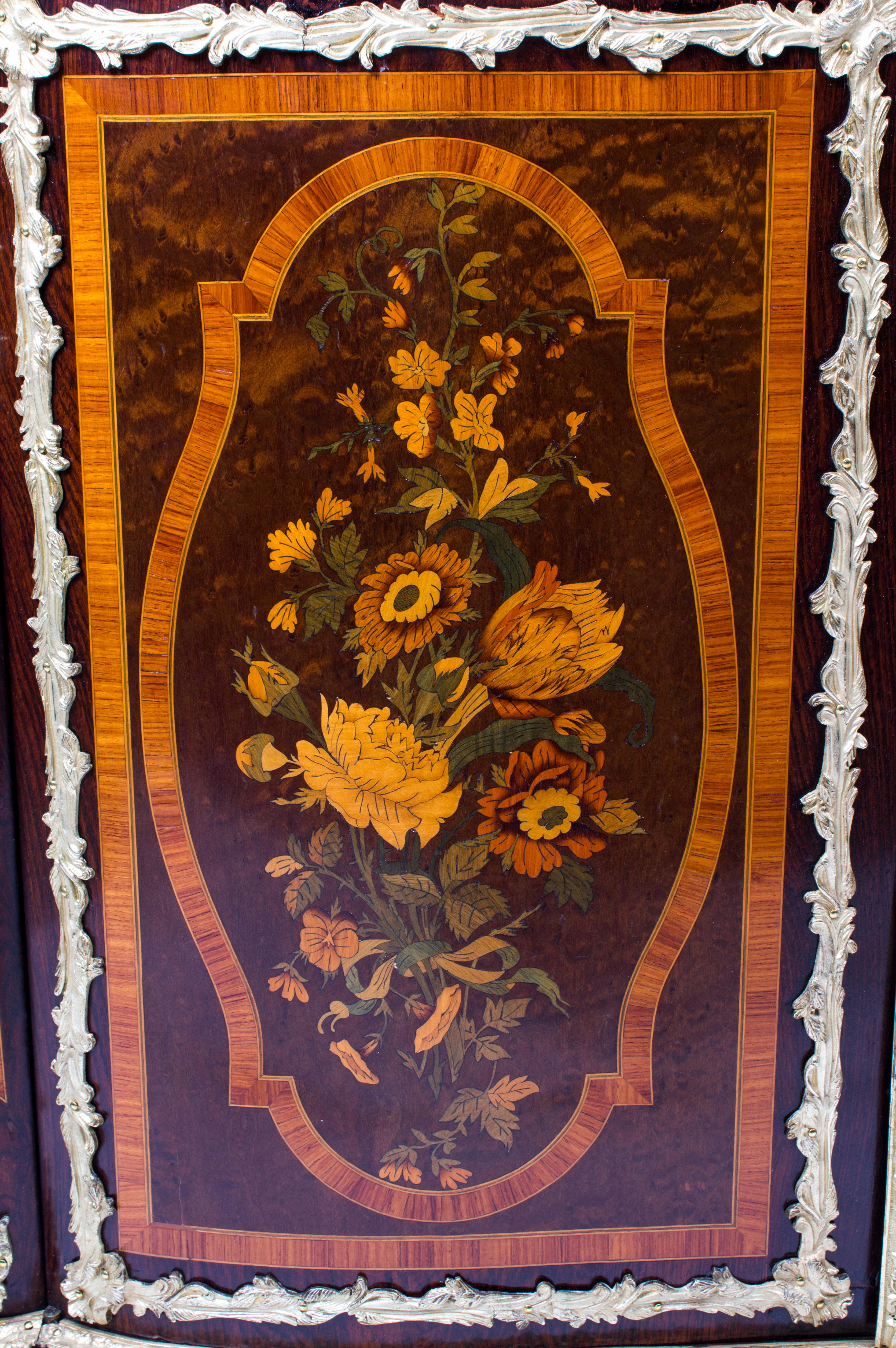 Antique French Amboyna & Floral Marquetry Side Cabinet, 19th Century 5