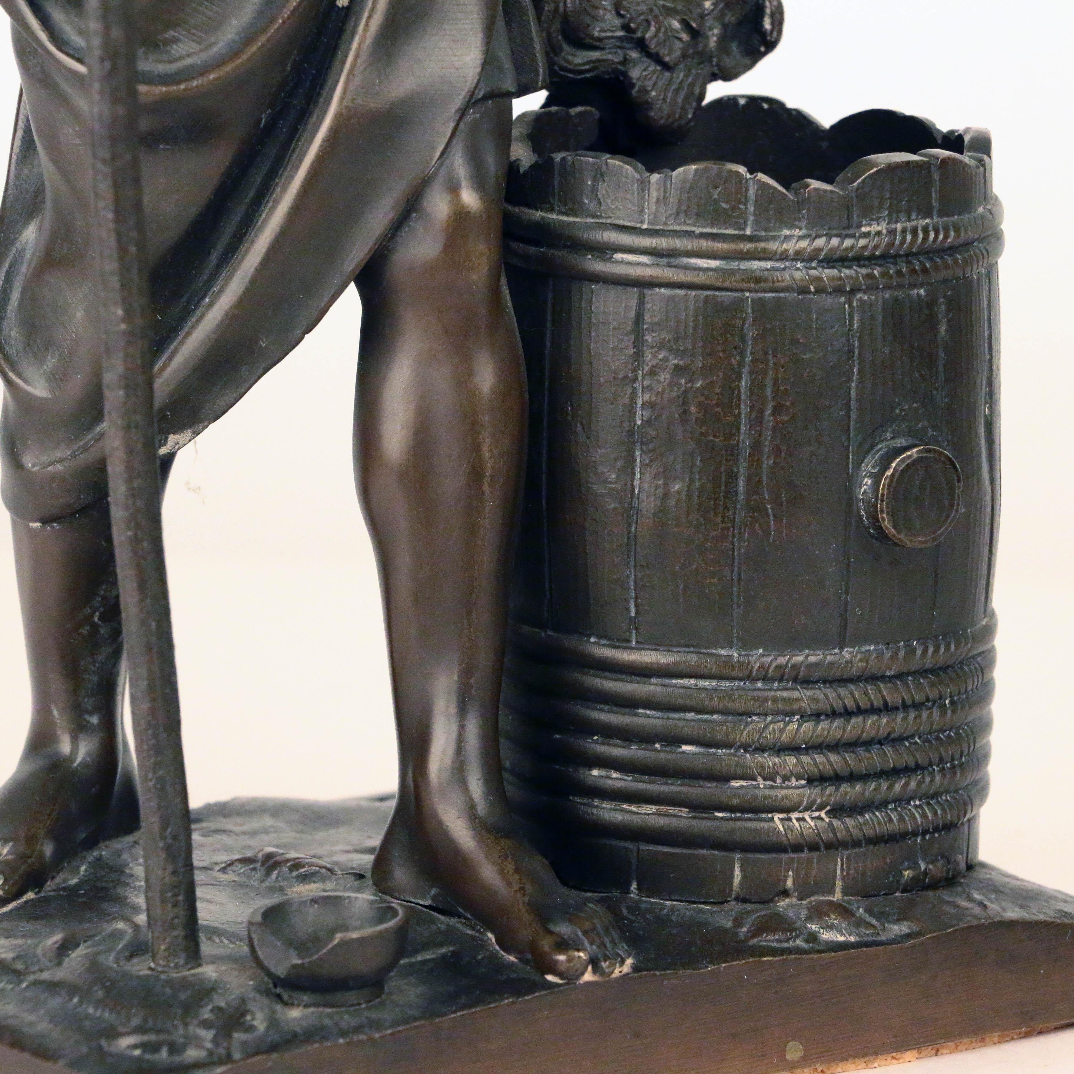 Antique French Amusing Bronze Figure of Diogenes, a Desk Set 4