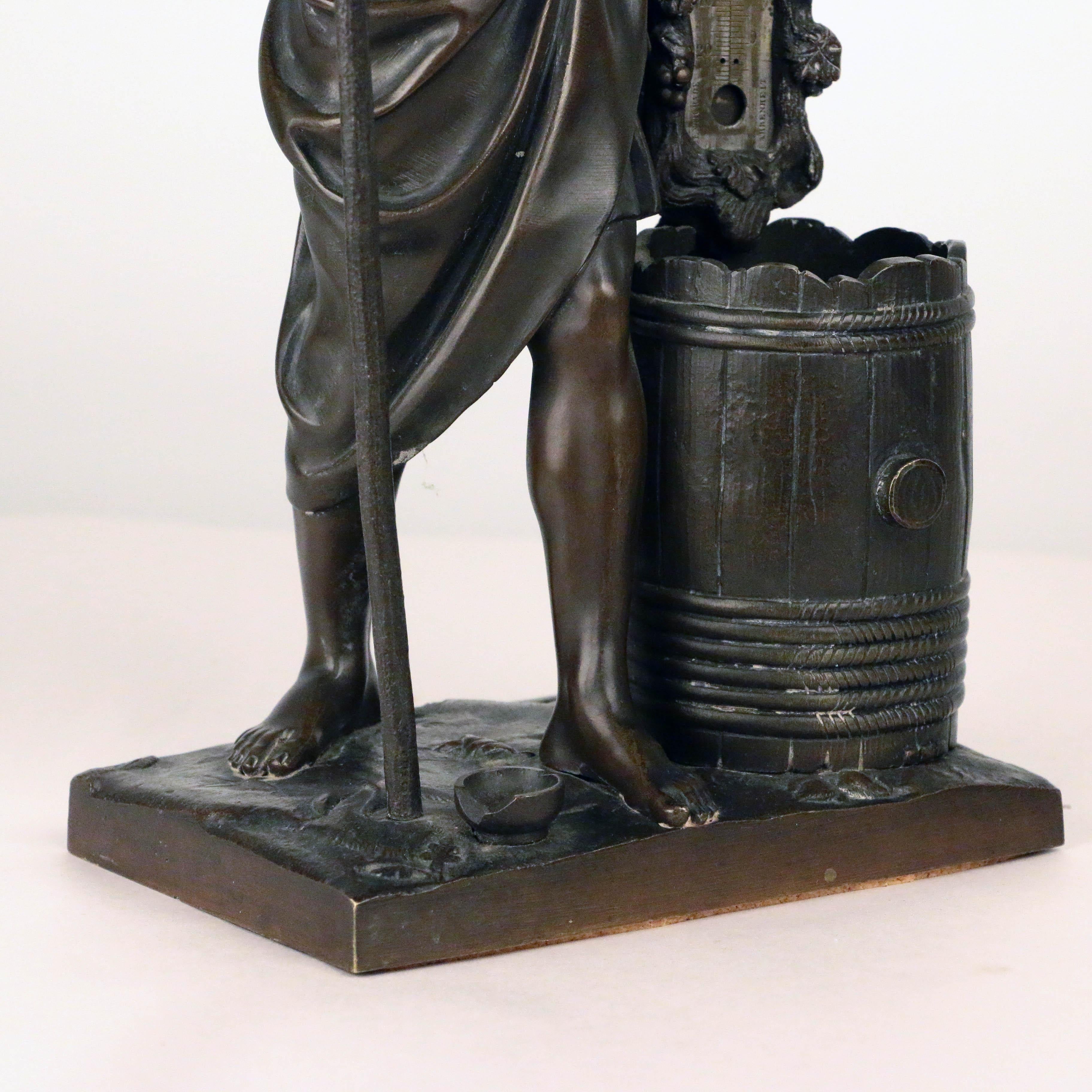 19th Century Antique French Amusing Bronze Figure of Diogenes, a Desk Set