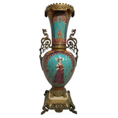Antique French and Chinoiserie Style Porcelain Porcelain and Architectural Vase