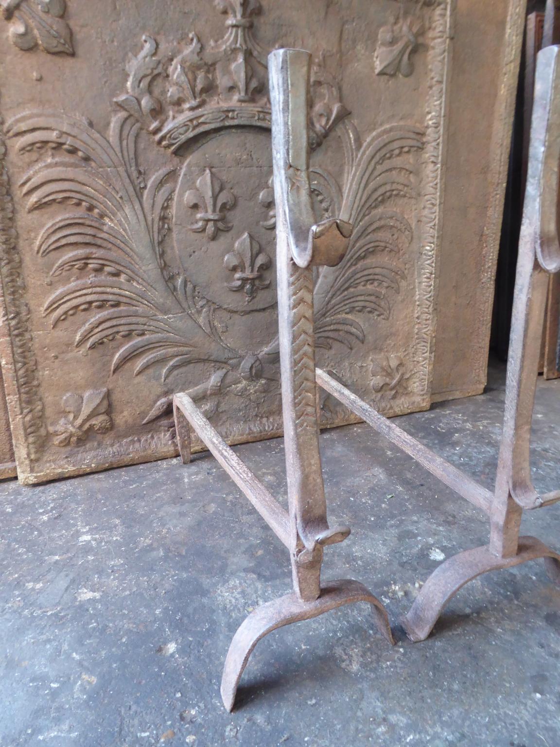 Antique French Andirons or Firedogs, 18th Century In Good Condition For Sale In Amerongen, NL