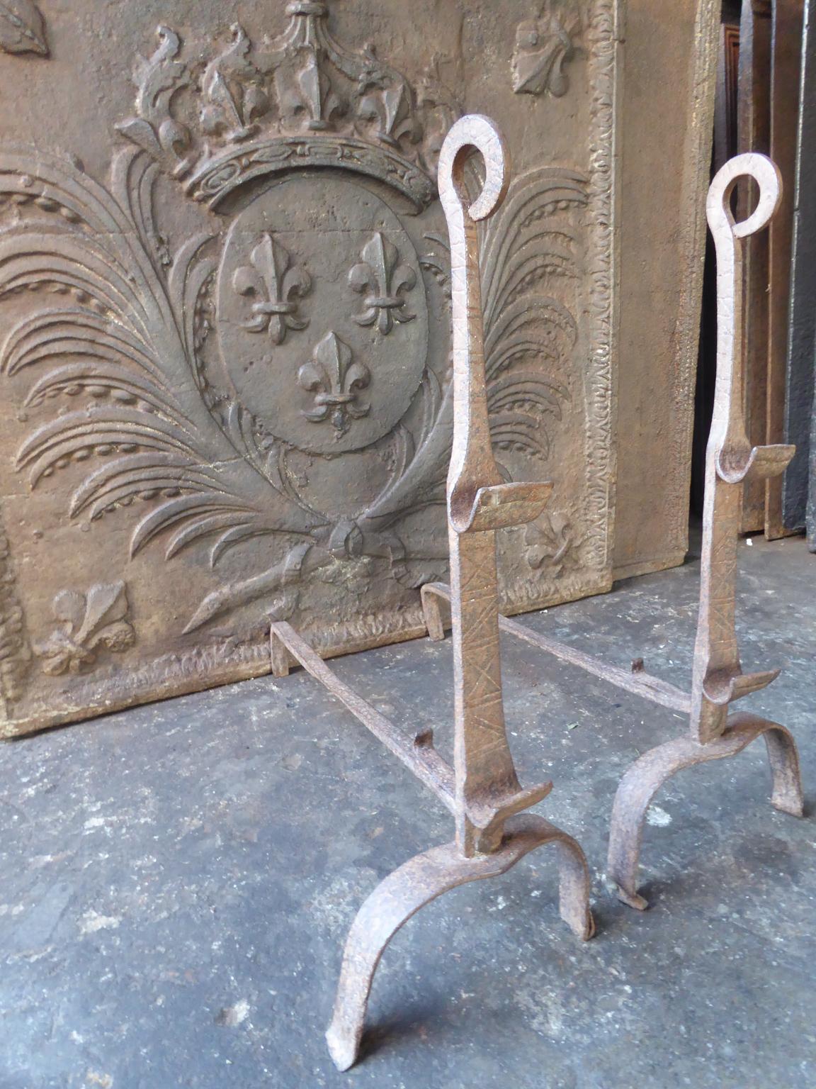 18th Century and Earlier Antique French Andirons or Firedogs, 18th Century For Sale