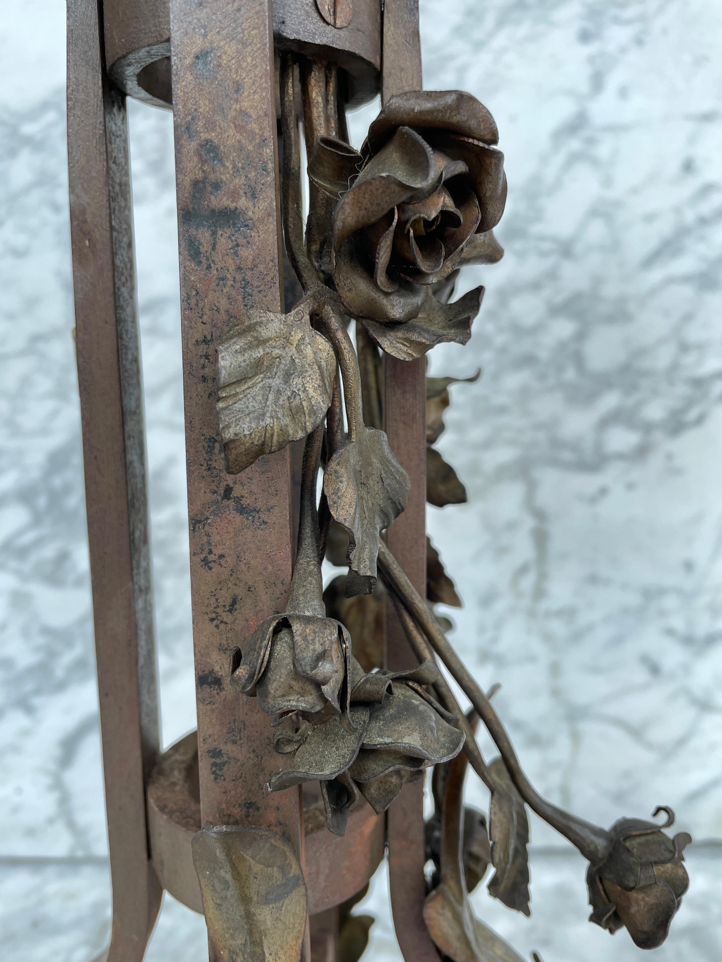 Antique French Andirons or Firedogs, 19th Century with Flowers For Sale 5