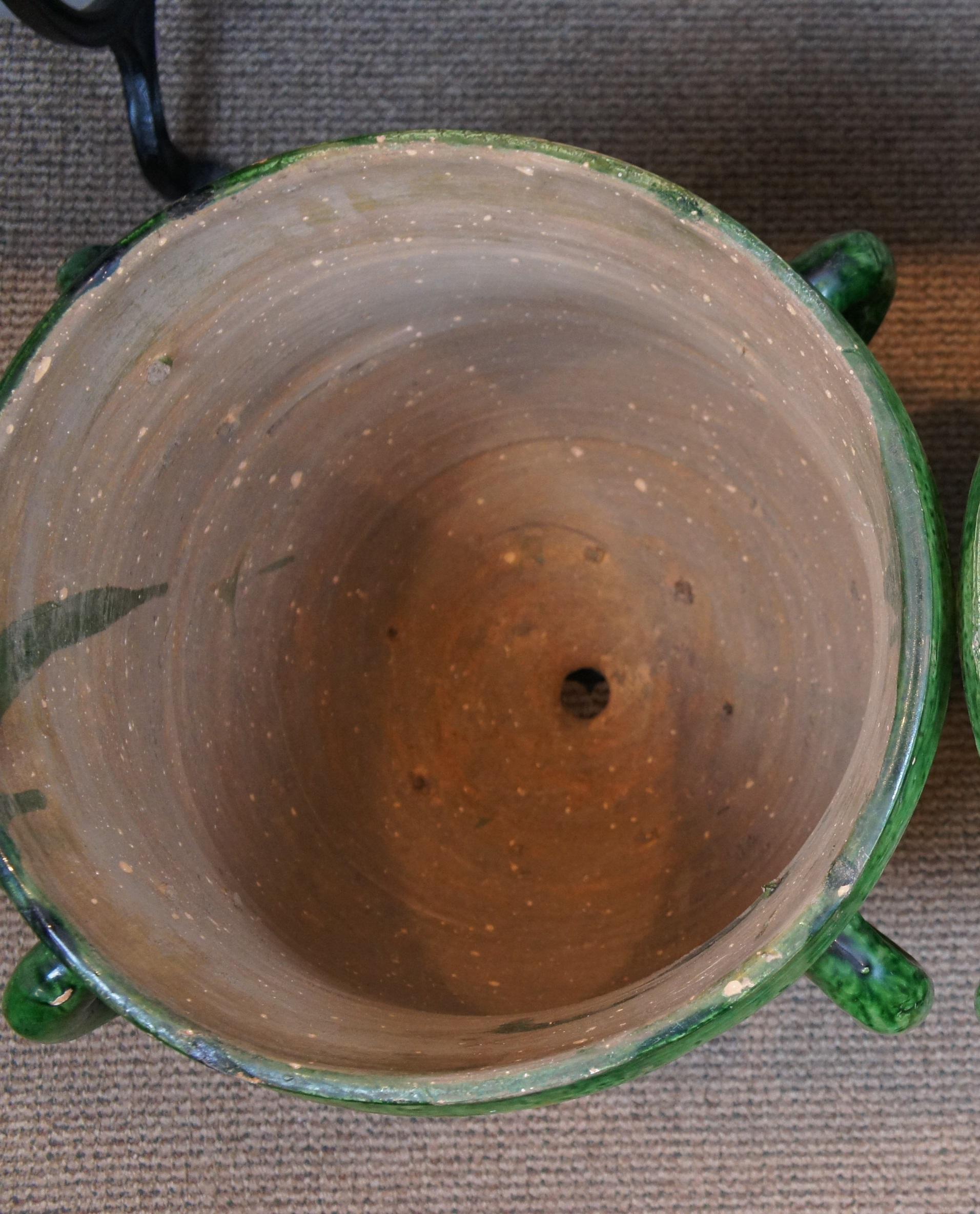 Antique French Anduze Castelnaudary Glazed Terracotta Garden Planter Urn 1