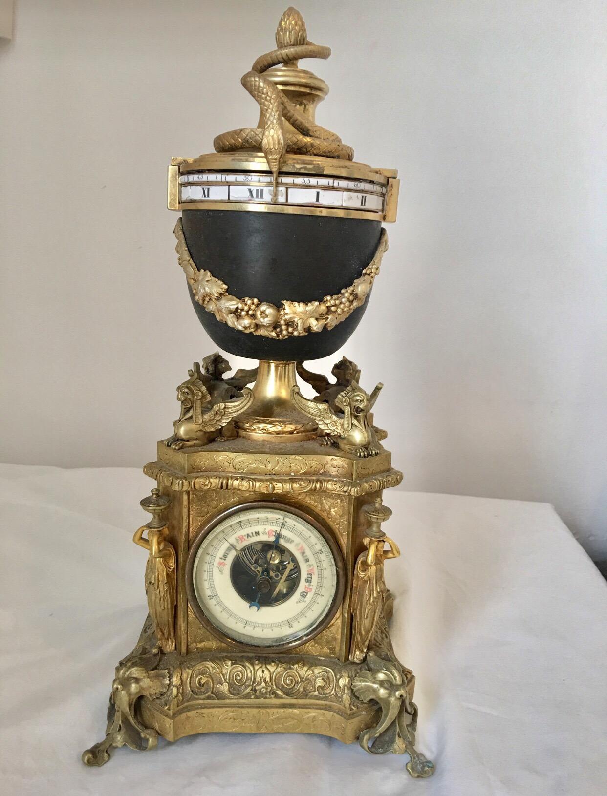 Antique French Annular Dial Striking Urn Clock and Barometer, circa 1880 5