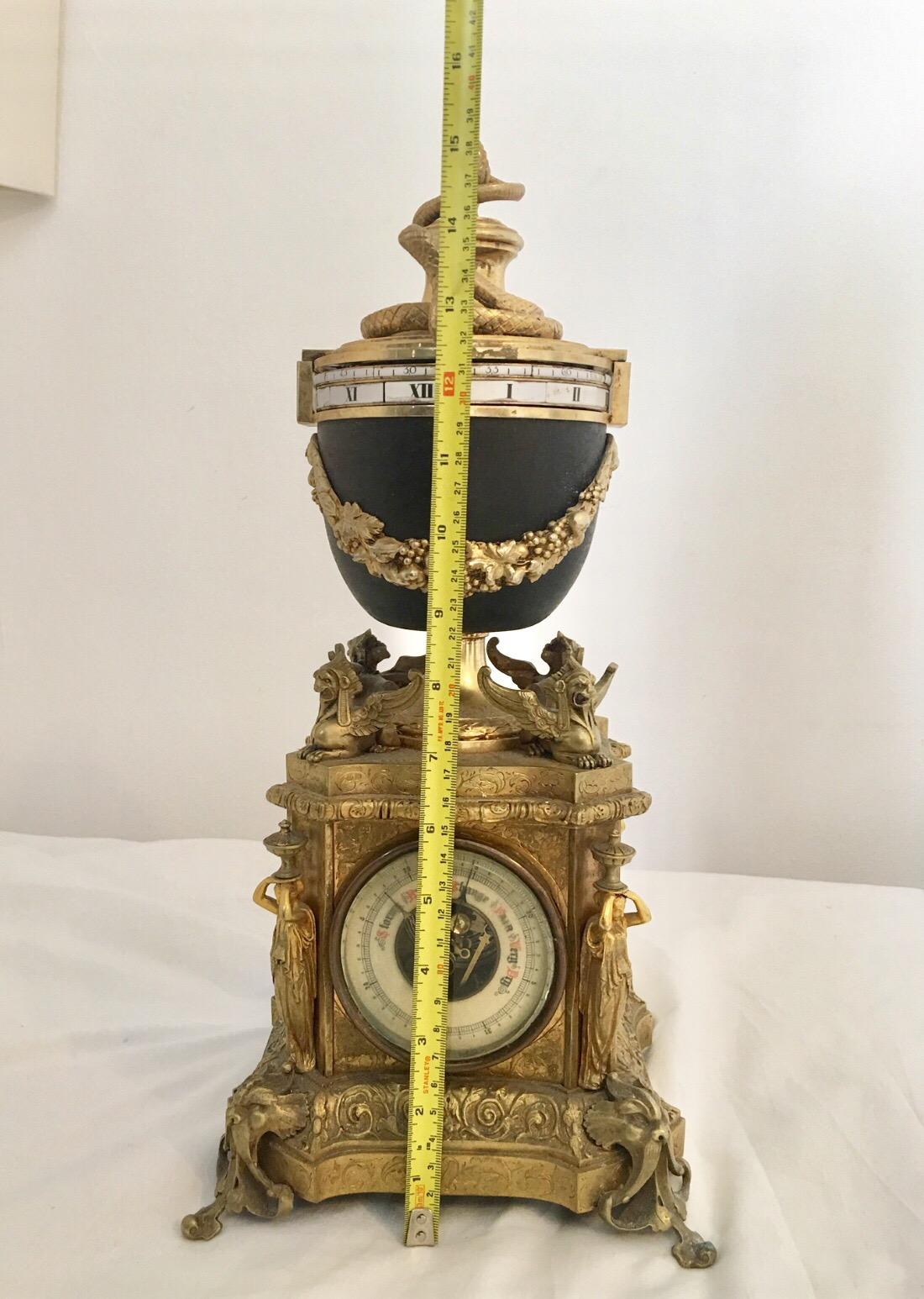 Antique French Annular Dial Striking Urn Clock and Barometer, circa 1880 6
