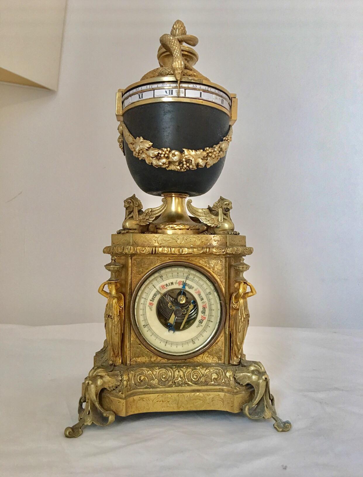 Antique French Annular Dial Striking Urn Clock and Barometer, circa 1880 10