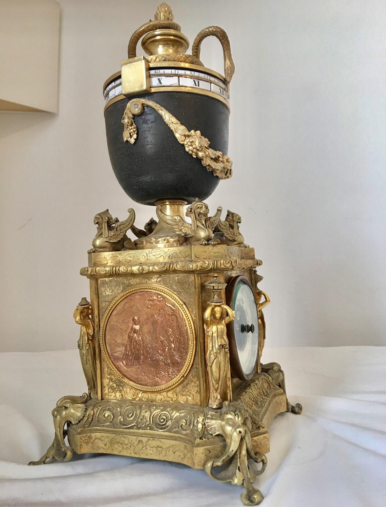 Antique French Annular Dial Striking Urn Clock and Barometer, circa 1880 1