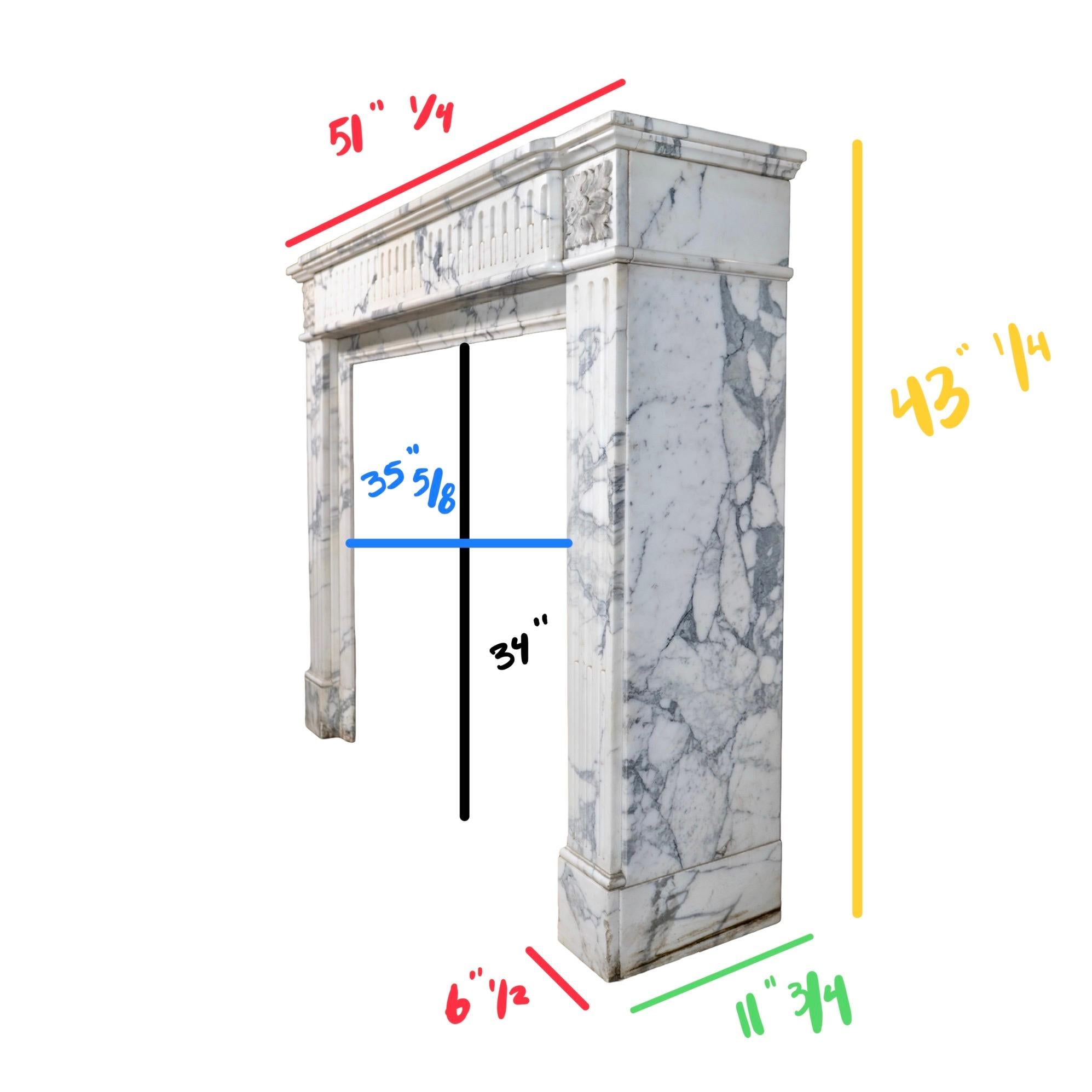 Antique French Arabescato Marble Mantel For Sale 4