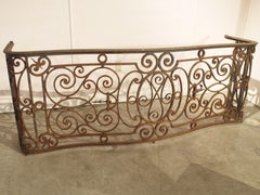 Antique French Arbalete Shaped Wrought Iron Balcony Railing, 19th Century