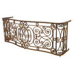 Antique French Arbalete Shaped Wrought Iron Balcony Railing, 19th Century