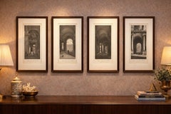 Antique French Architectural Engravings, Louvre Interior Arches Set of four 1803