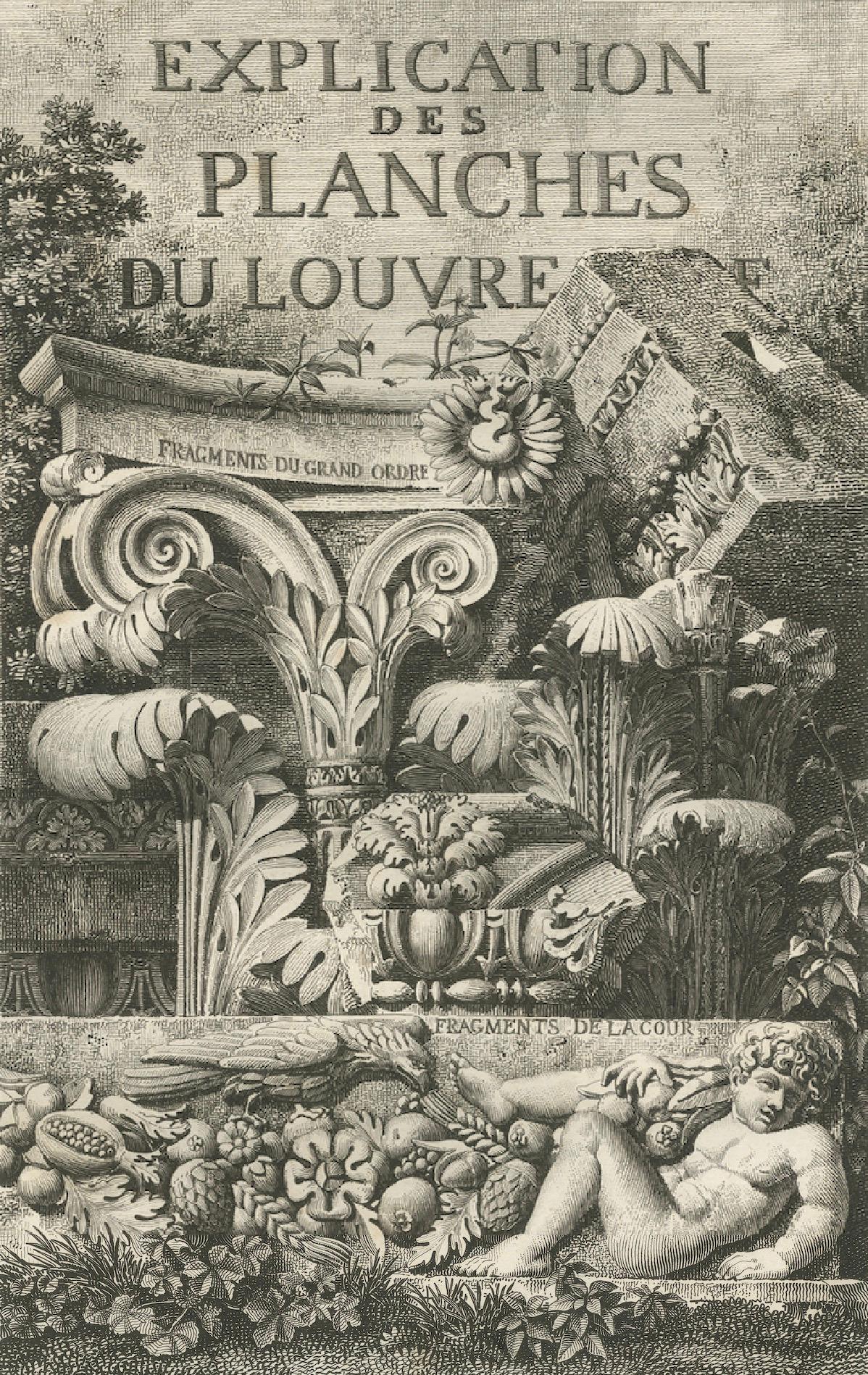 Antique French Architectural Engravings Pair, Baltard Louvre Plates, Paris 1803