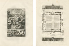 Antique French Architectural Engravings Pair, Baltard Louvre Plates, Paris 1803