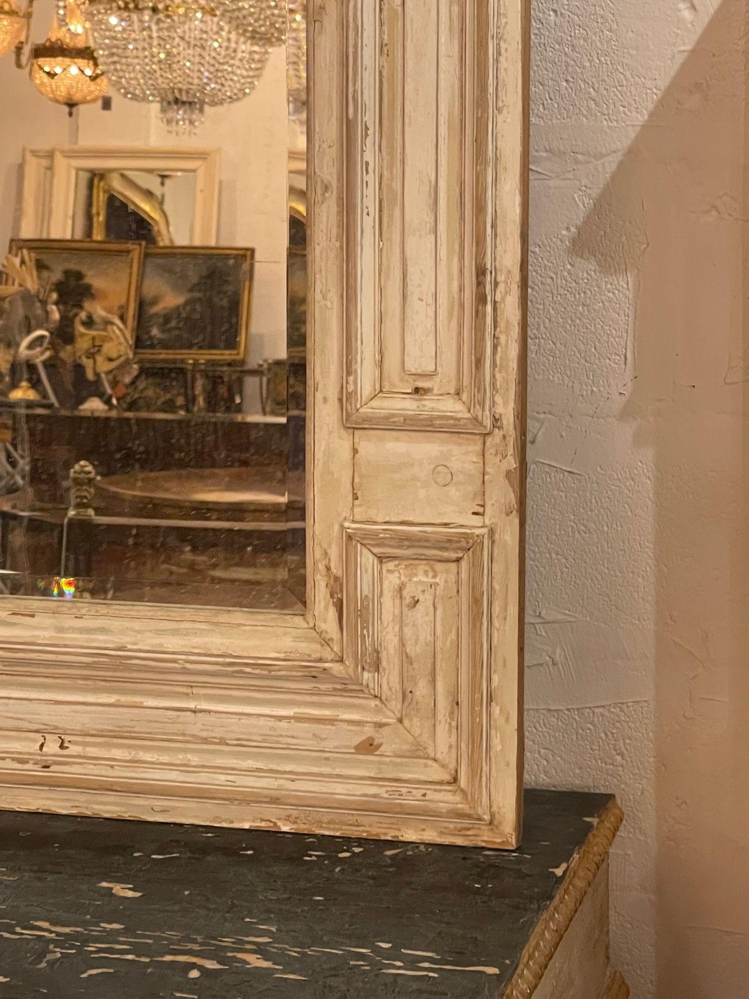 Antique French Architectural Panel Gesso Washed Mirrors In Good Condition In Dallas, TX