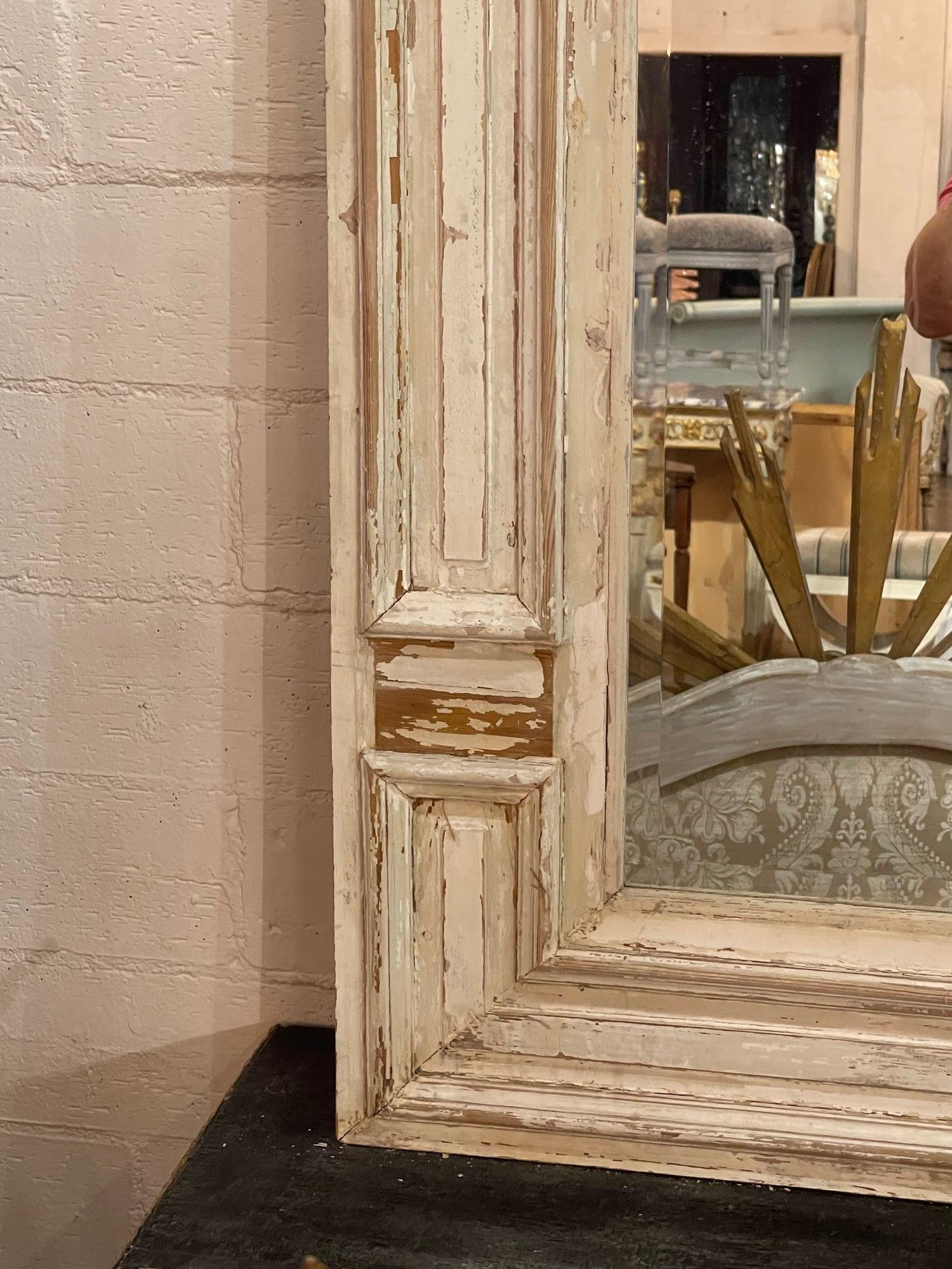 Antique French Architectural Panel Gesso Washed Mirrors 2