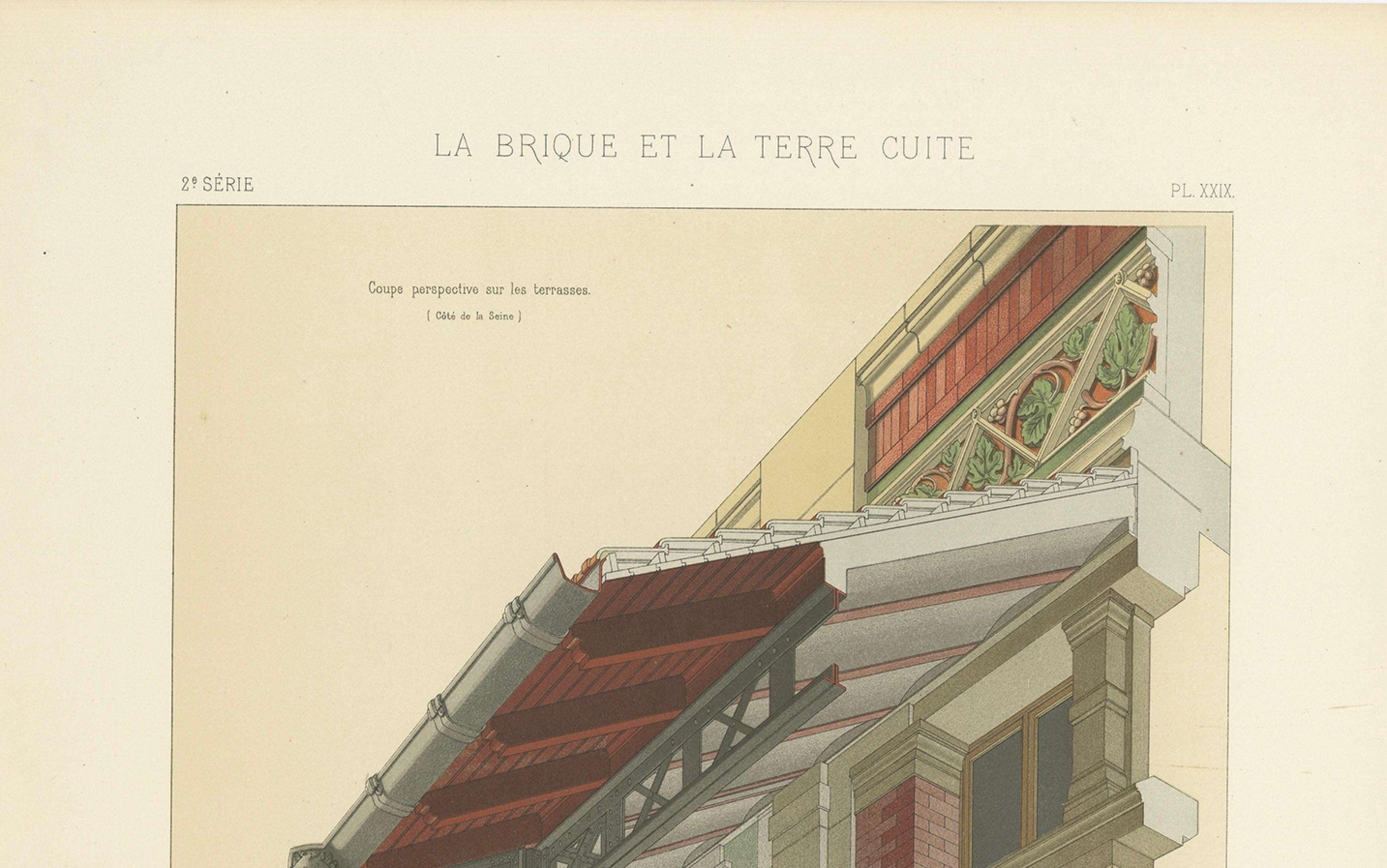 20th Century Antique French Architectural Print Restaurant de Bercy by Chabat c.1900 For Sale