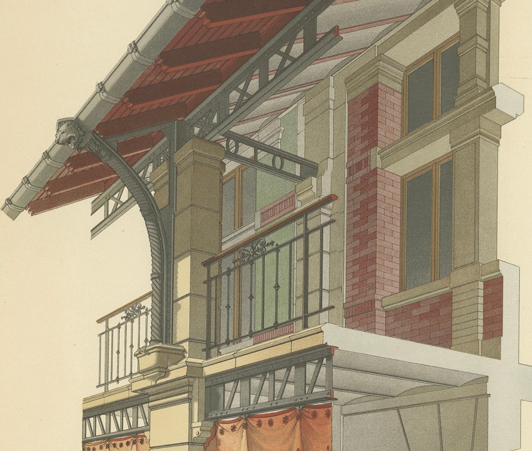 Paper Antique French Architectural Print Restaurant de Bercy by Chabat c.1900 For Sale