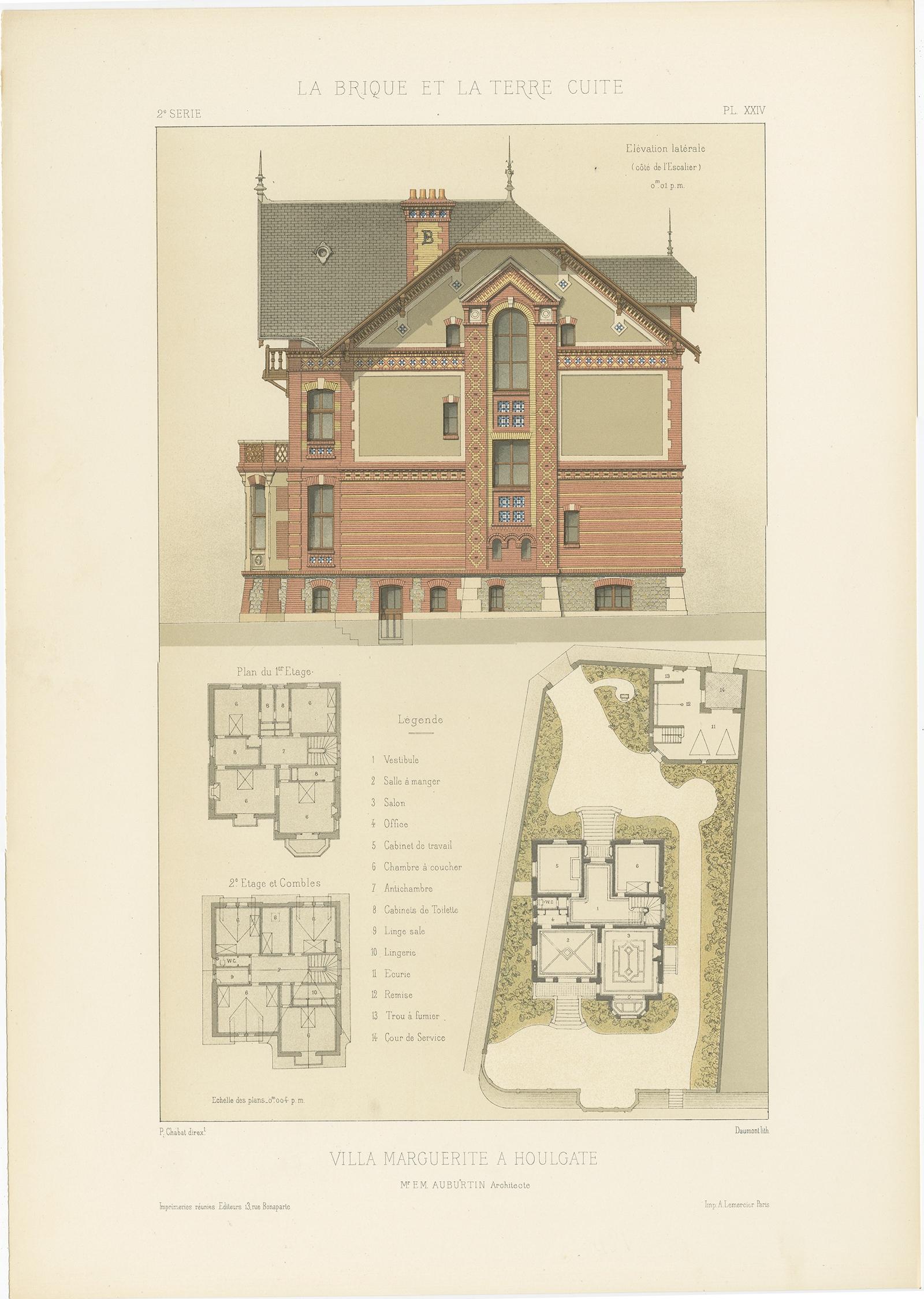 Pl. XXIV Villa Marguerite a Houlgate, Chabat, um 1900 im Angebot 4