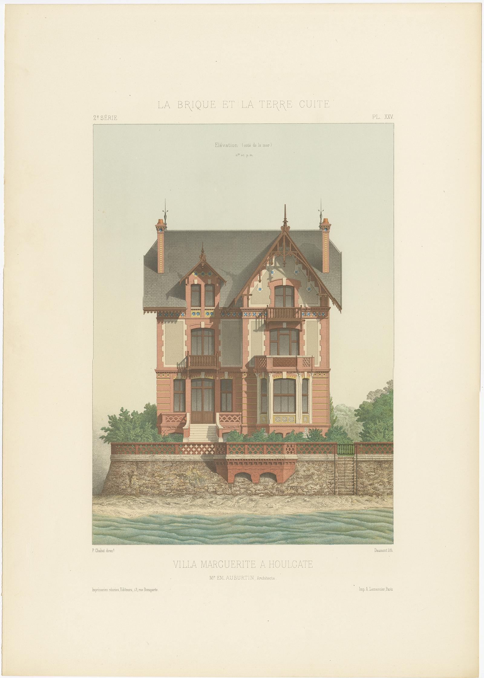 Pl. XXV Villa Marguerite a Houlgate, Chabat, um 1900 im Angebot 1