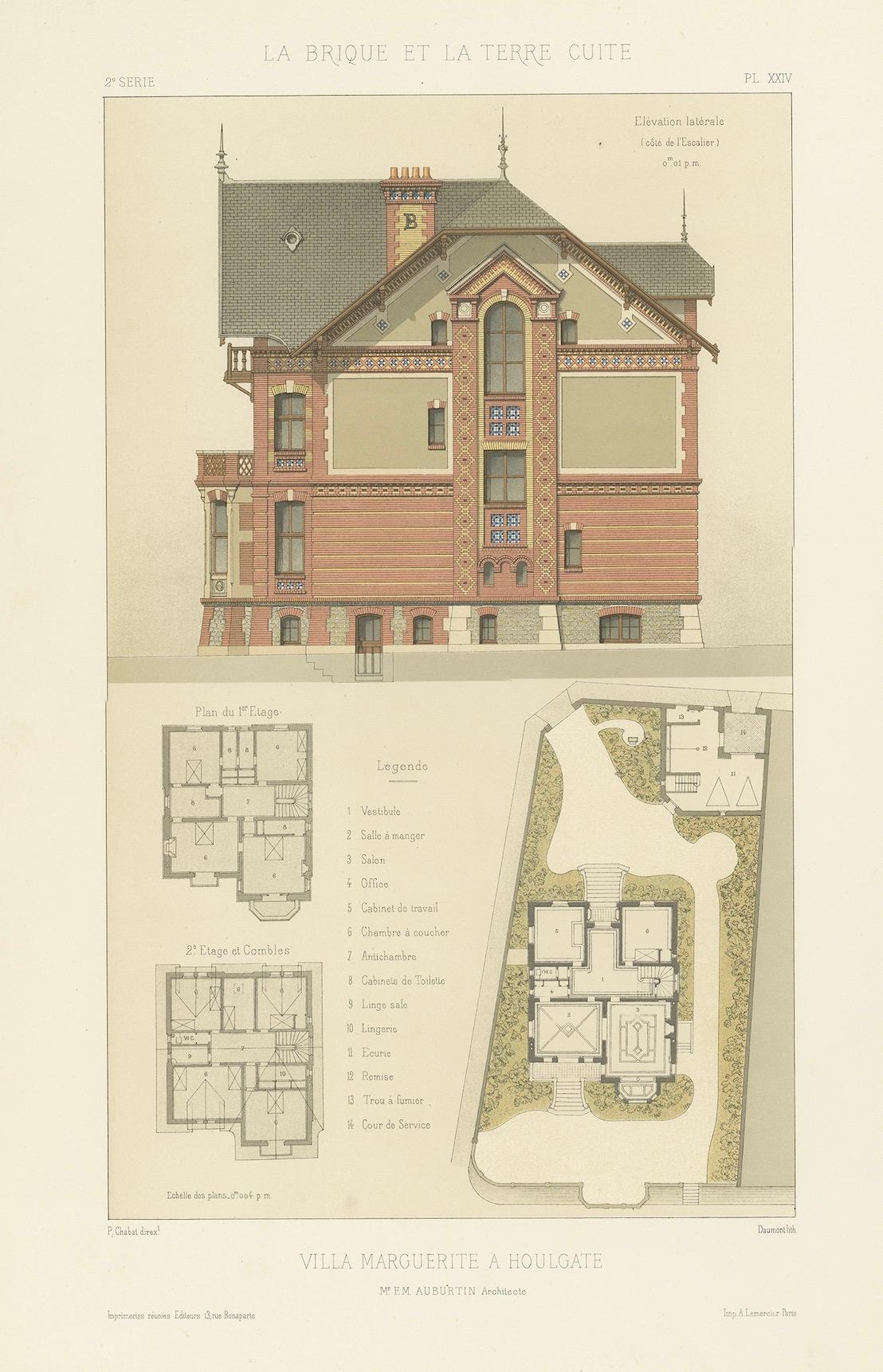 Pl. XXIV Villa Marguerite a Houlgate, Chabat, um 1900 im Angebot 3