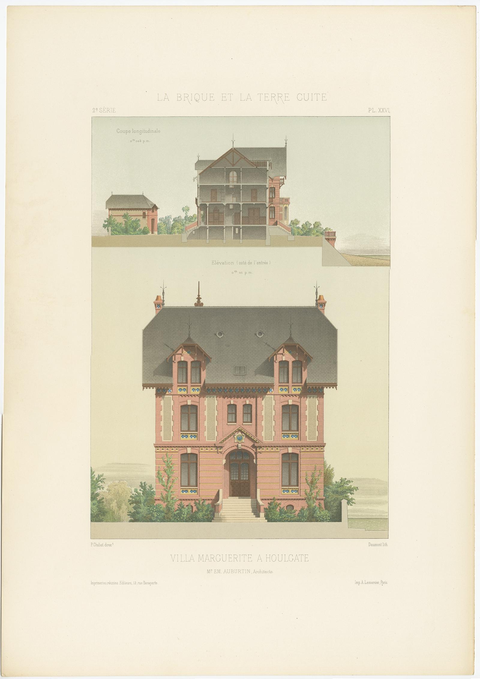 Pl. XXVI Villa Marguerite a Houlgate, Chabat, um 1900 im Angebot 3