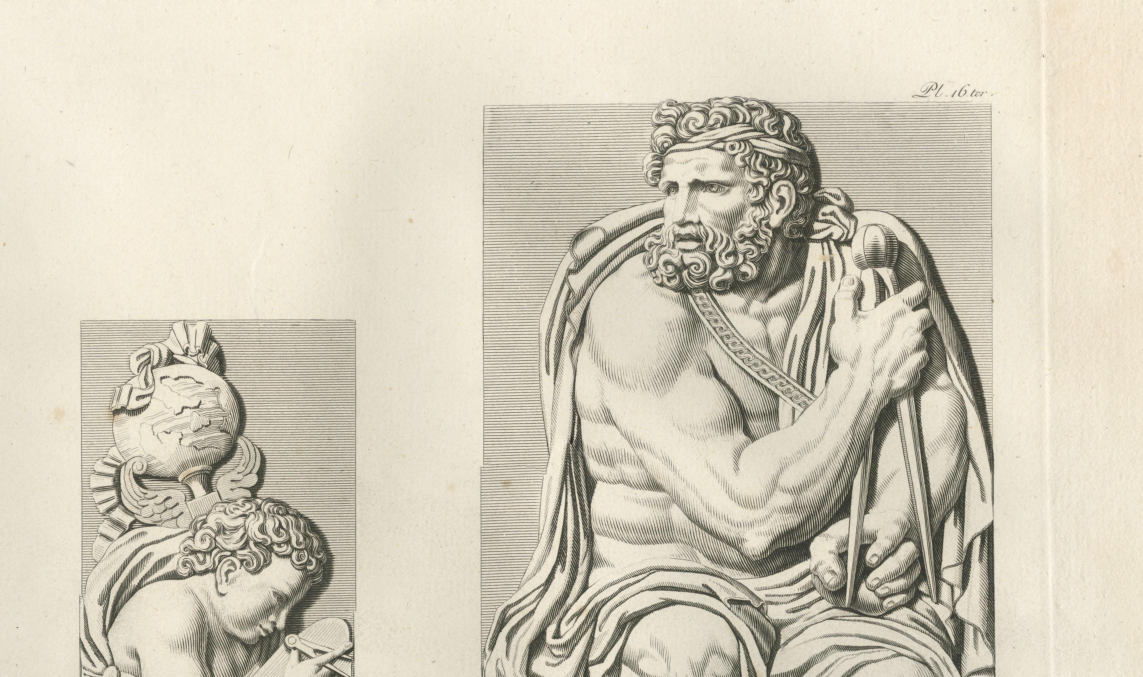 Antique French Architectural Sculpture Engravings Set of 3, Louvre Reliefs. 1803