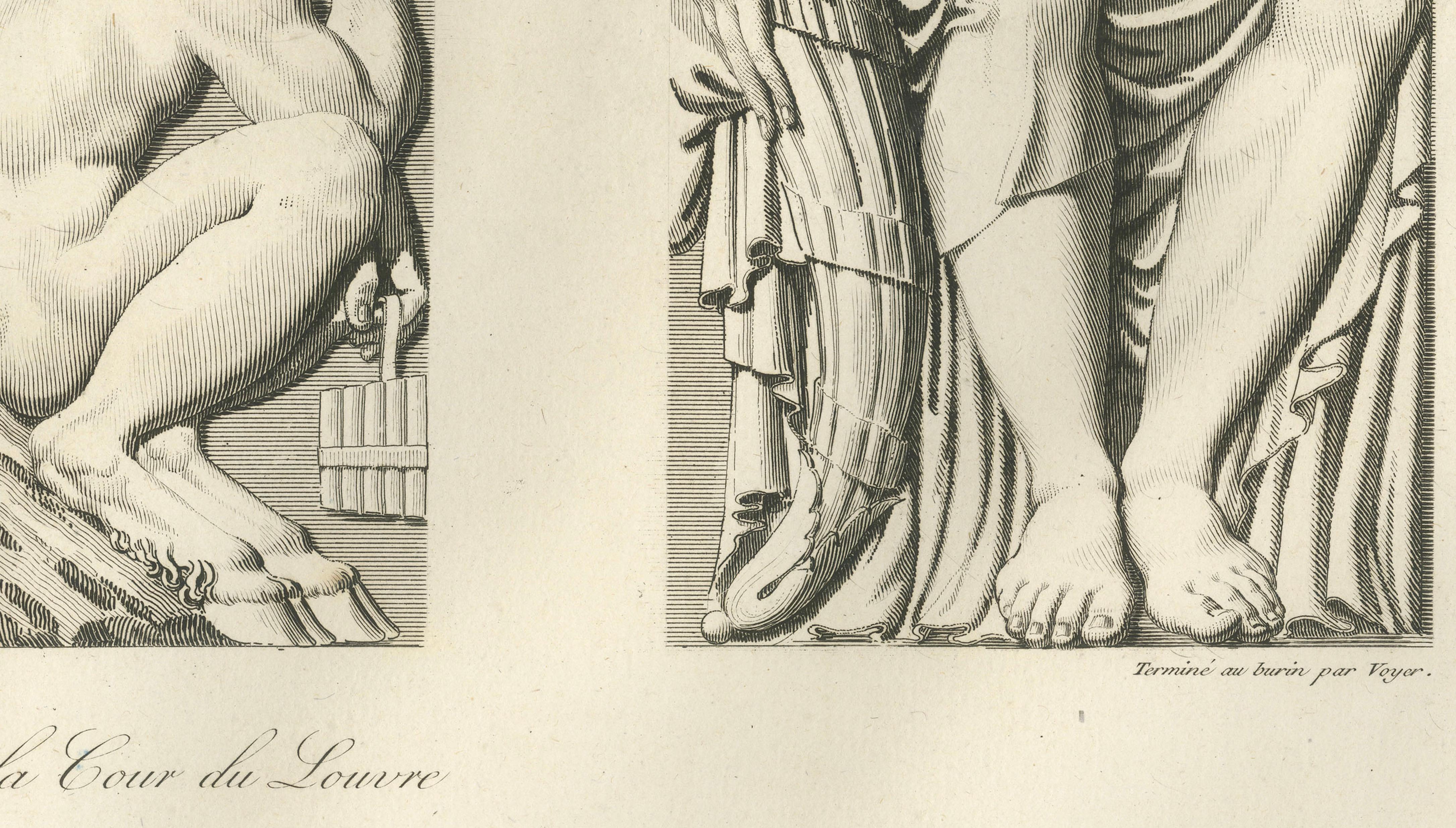Antique French Architectural Sculpture Engravings Set of 3, Louvre Reliefs. 1803