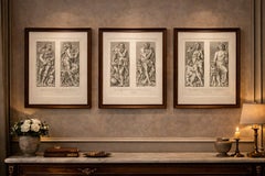 Antique French Architectural Sculpture Engravings Set of 3, Louvre Reliefs. 1803