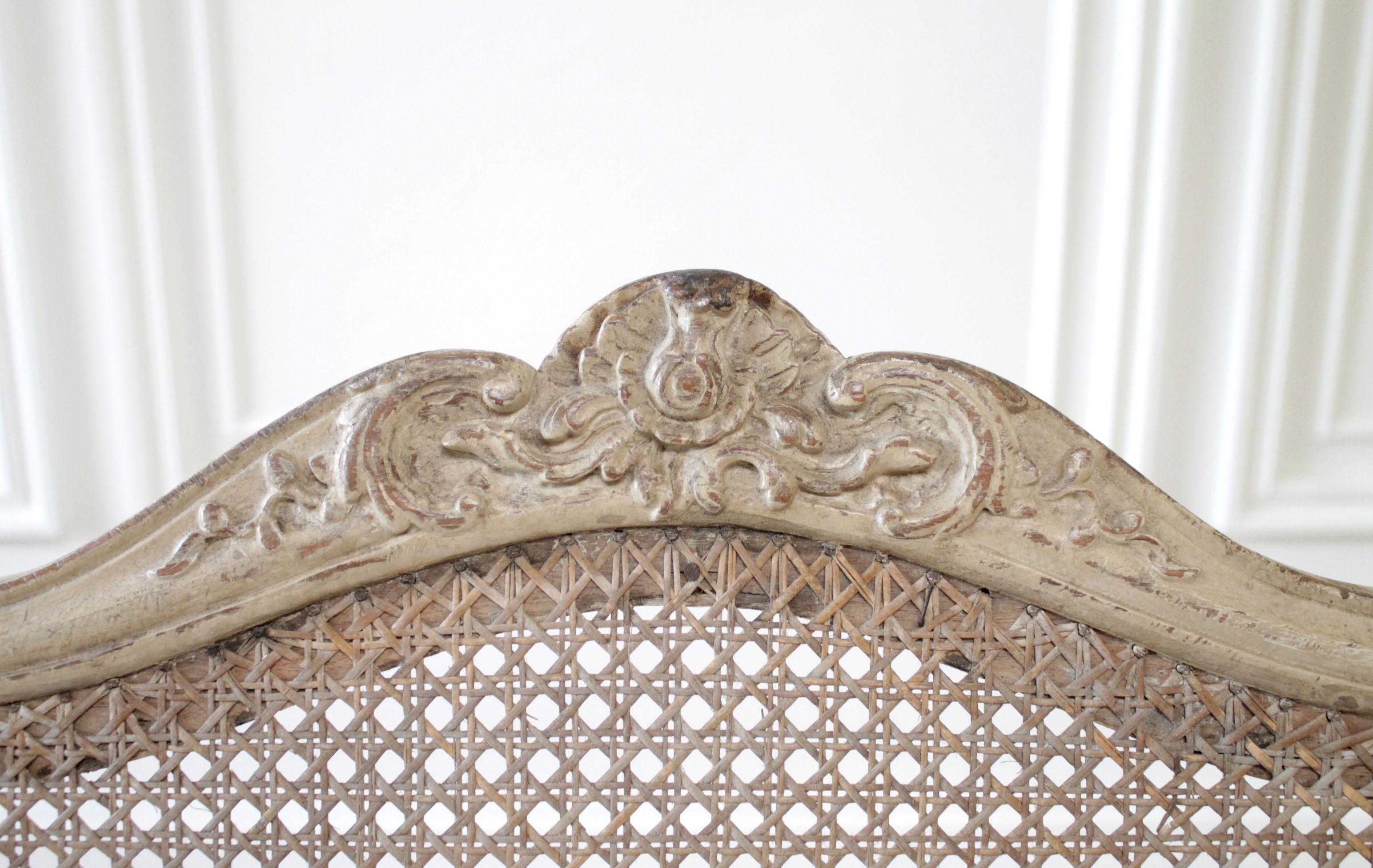 Antique French Armchair in Original Painted Finish and White Linen 3
