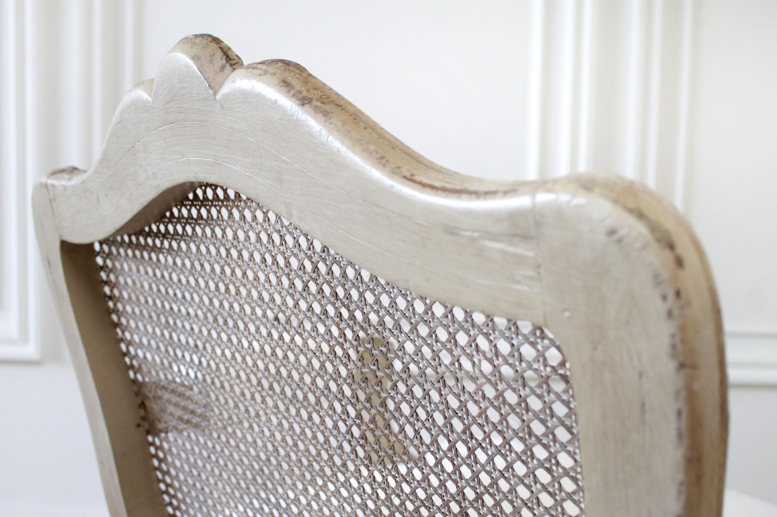 Antique French Armchair in Original Painted Finish and White Linen 5