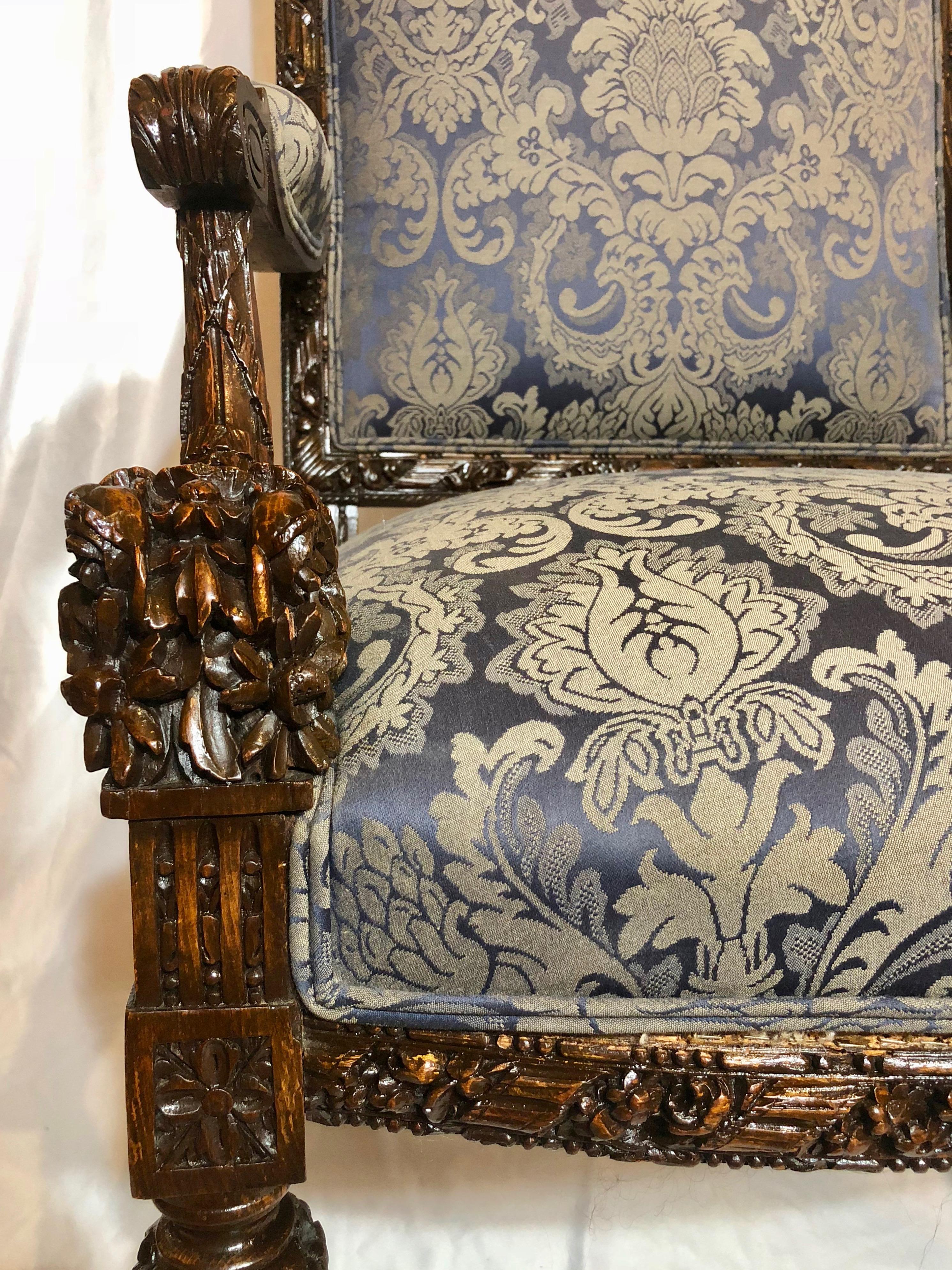 19th Century Antique French Intricately Carved Armchair For Sale