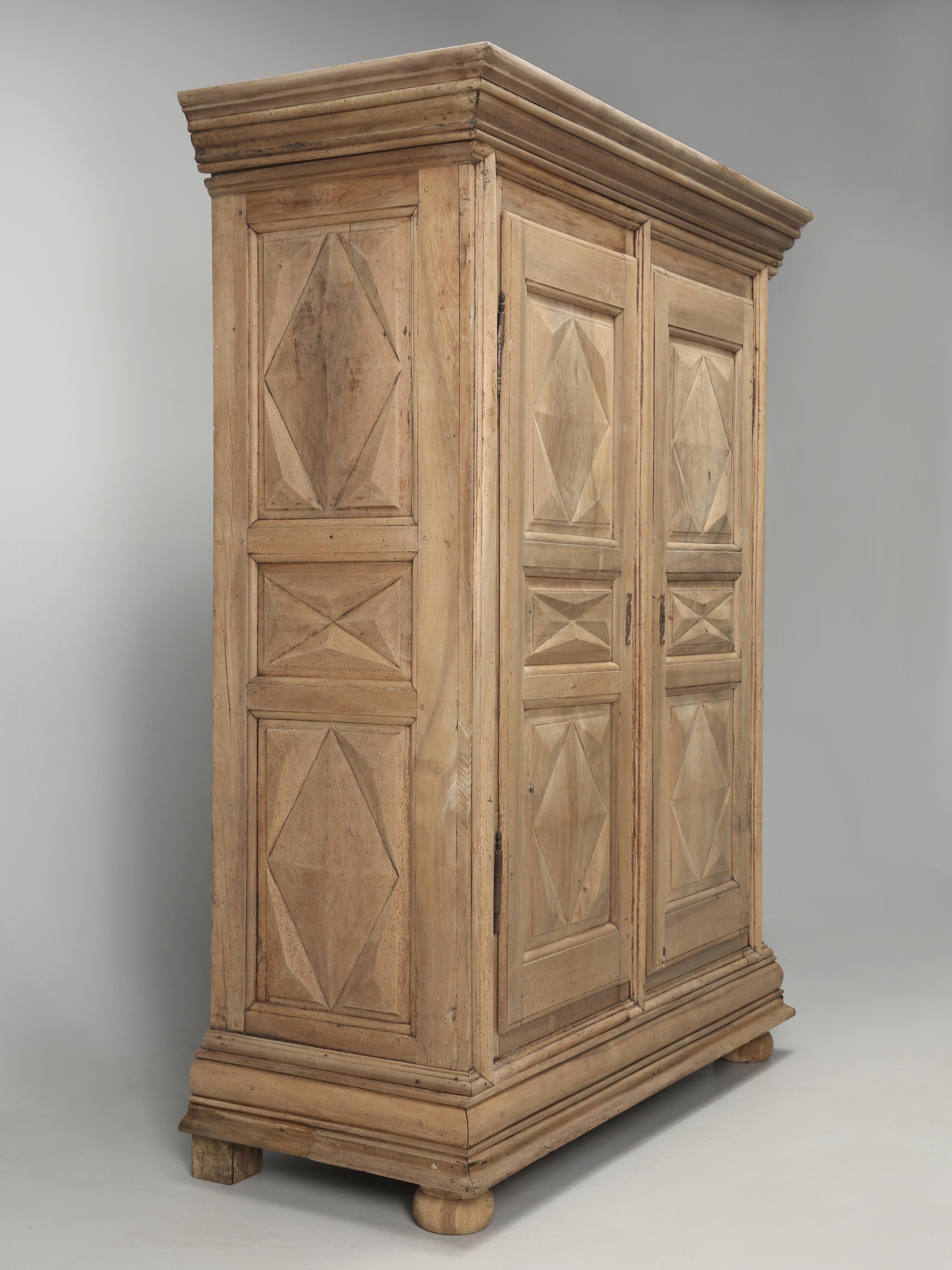 Louis XIII Antique French Armoire in Natural Washed Walnut Very Original Over 300-Years Old
