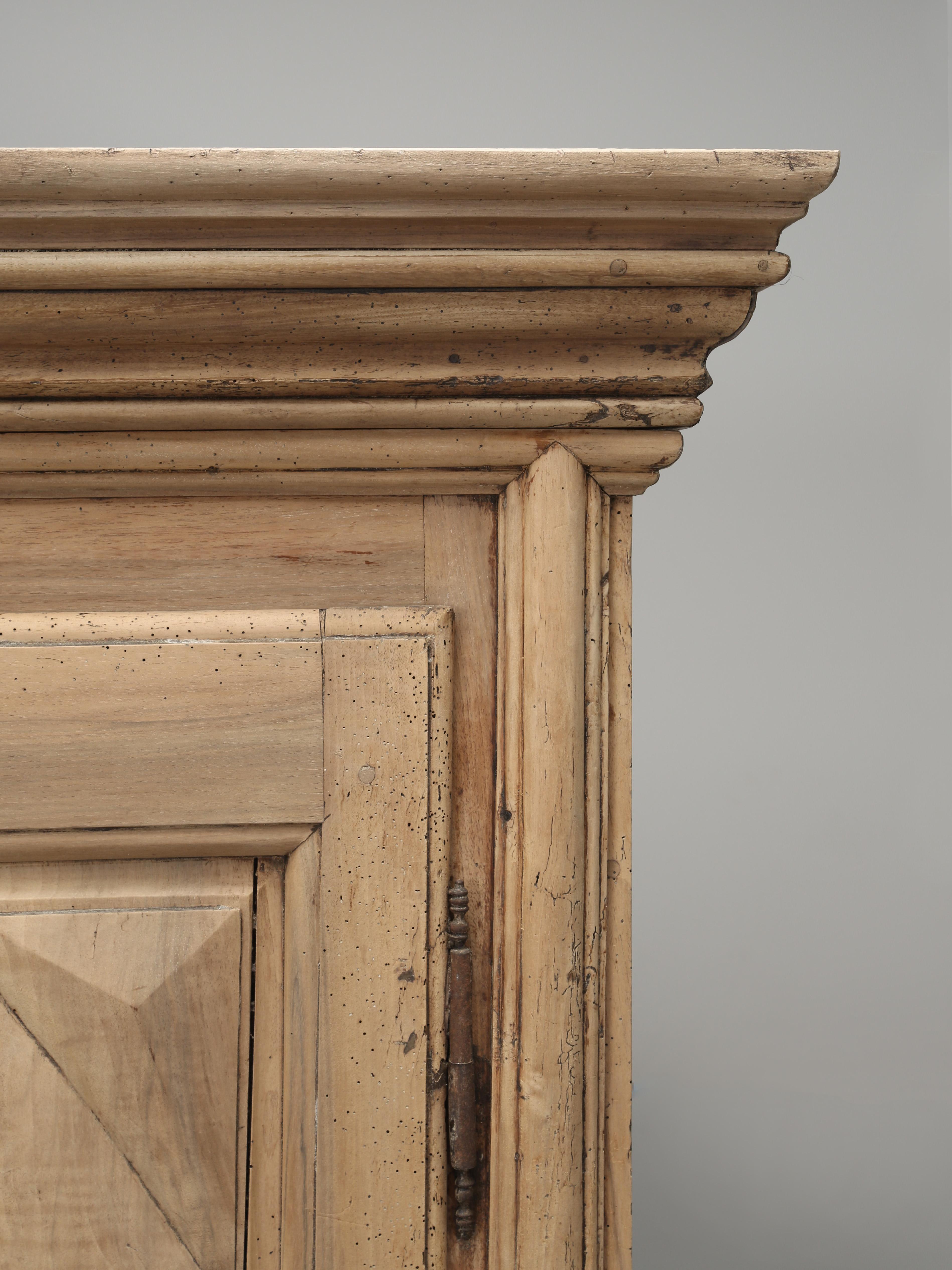 Steel Antique French Armoire in Natural Washed Walnut Very Original Over 300-Years Old