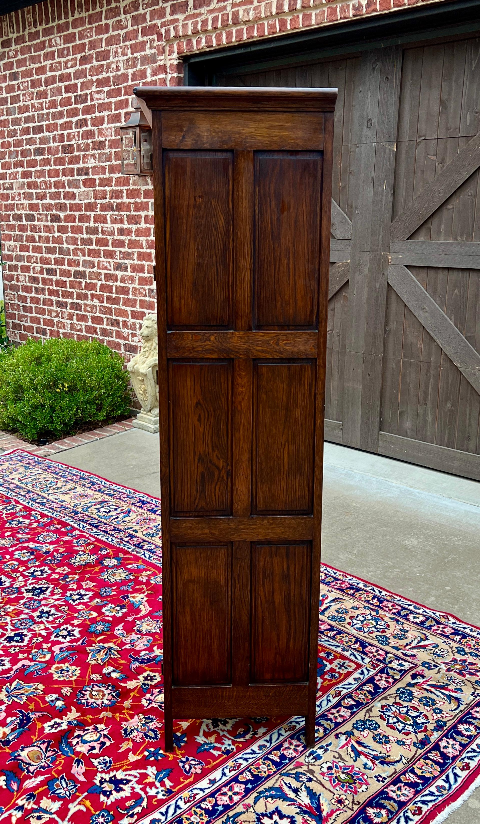Carved Antique French Armoire Wardrobe Cabinet Linen Closet Gothic Revival Oak c. 1920s