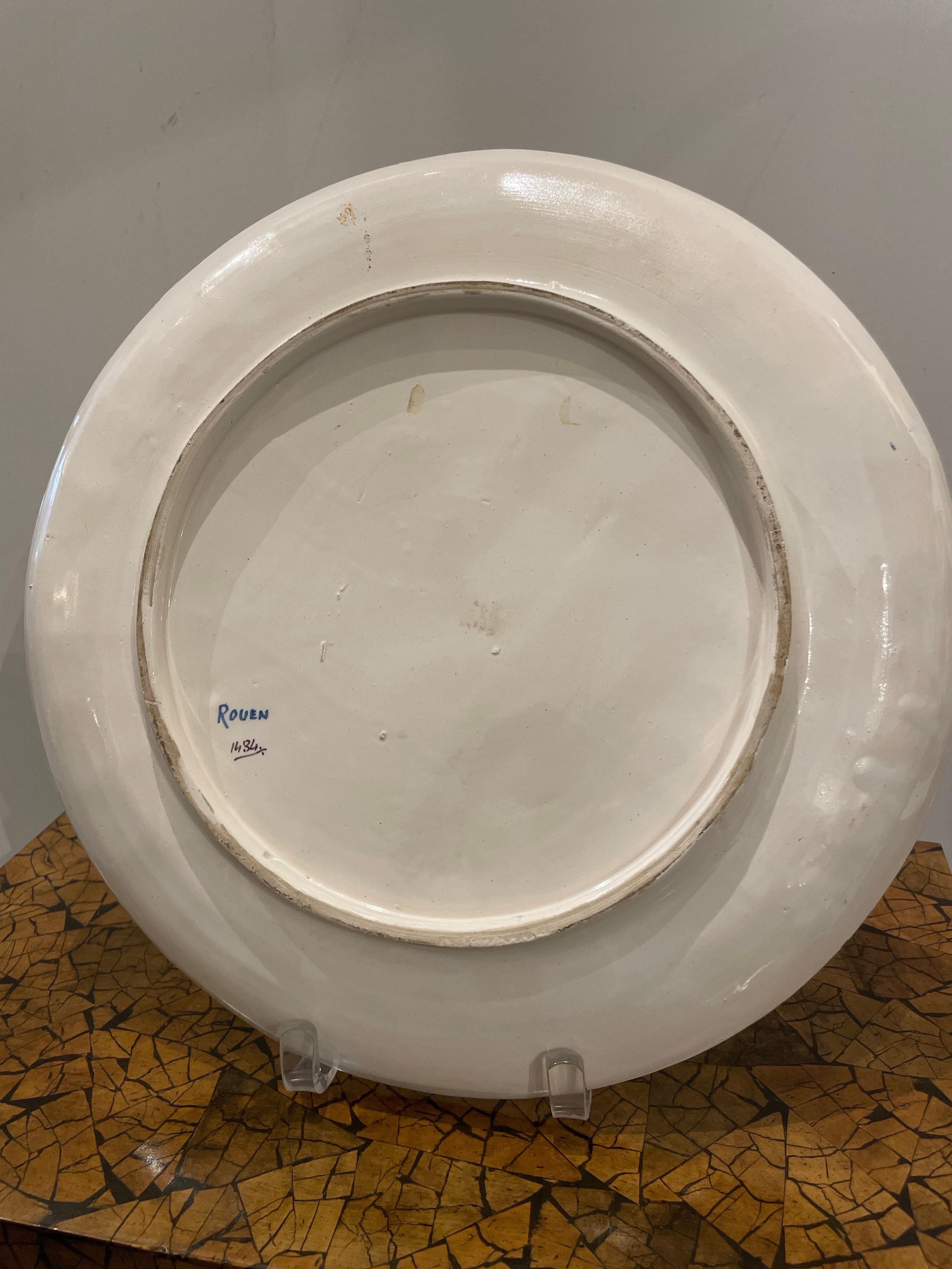 Antique French Armorial Charger from Rouen For Sale 1