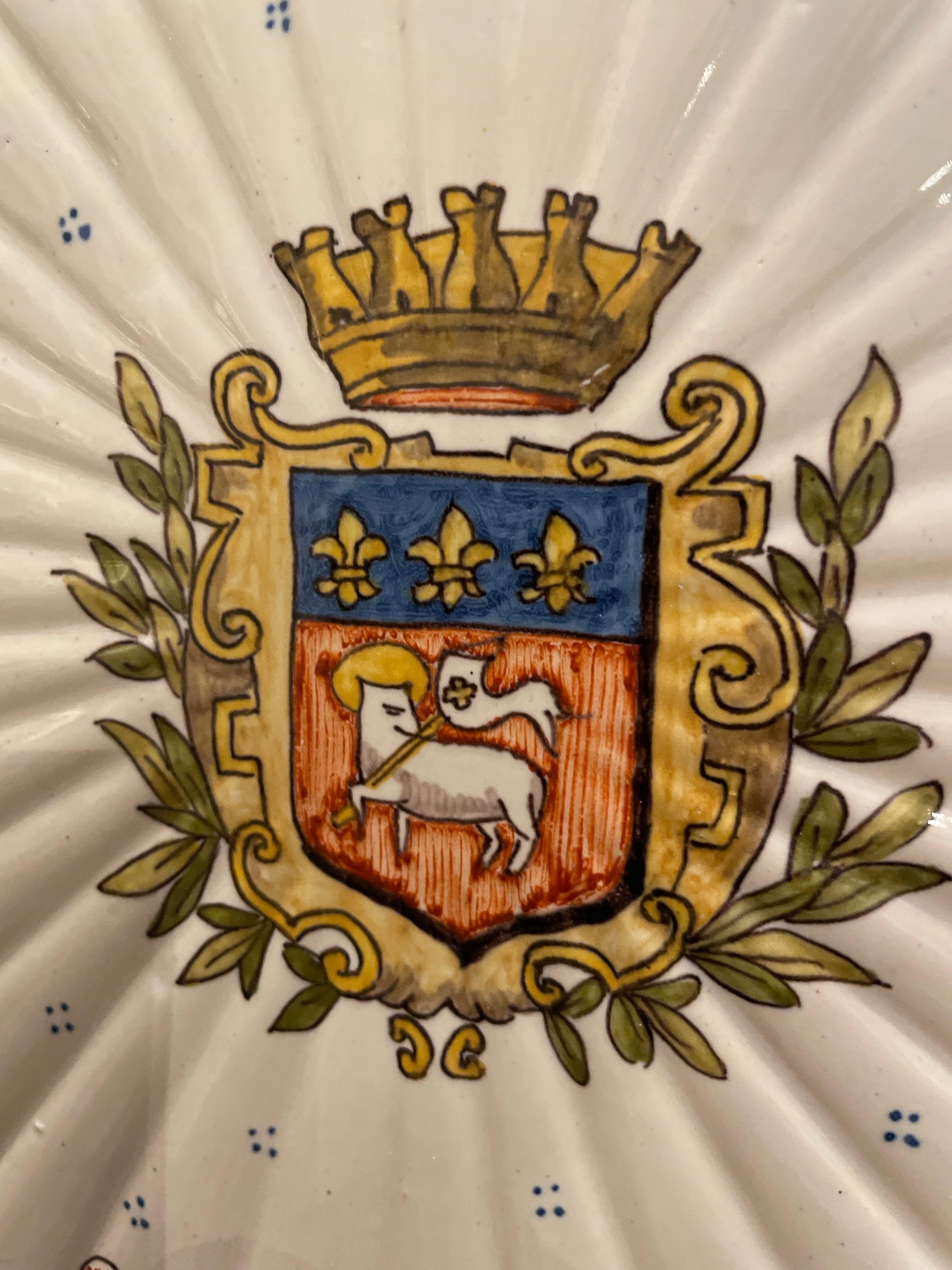 Antique French Armorial Charger from Rouen For Sale 4