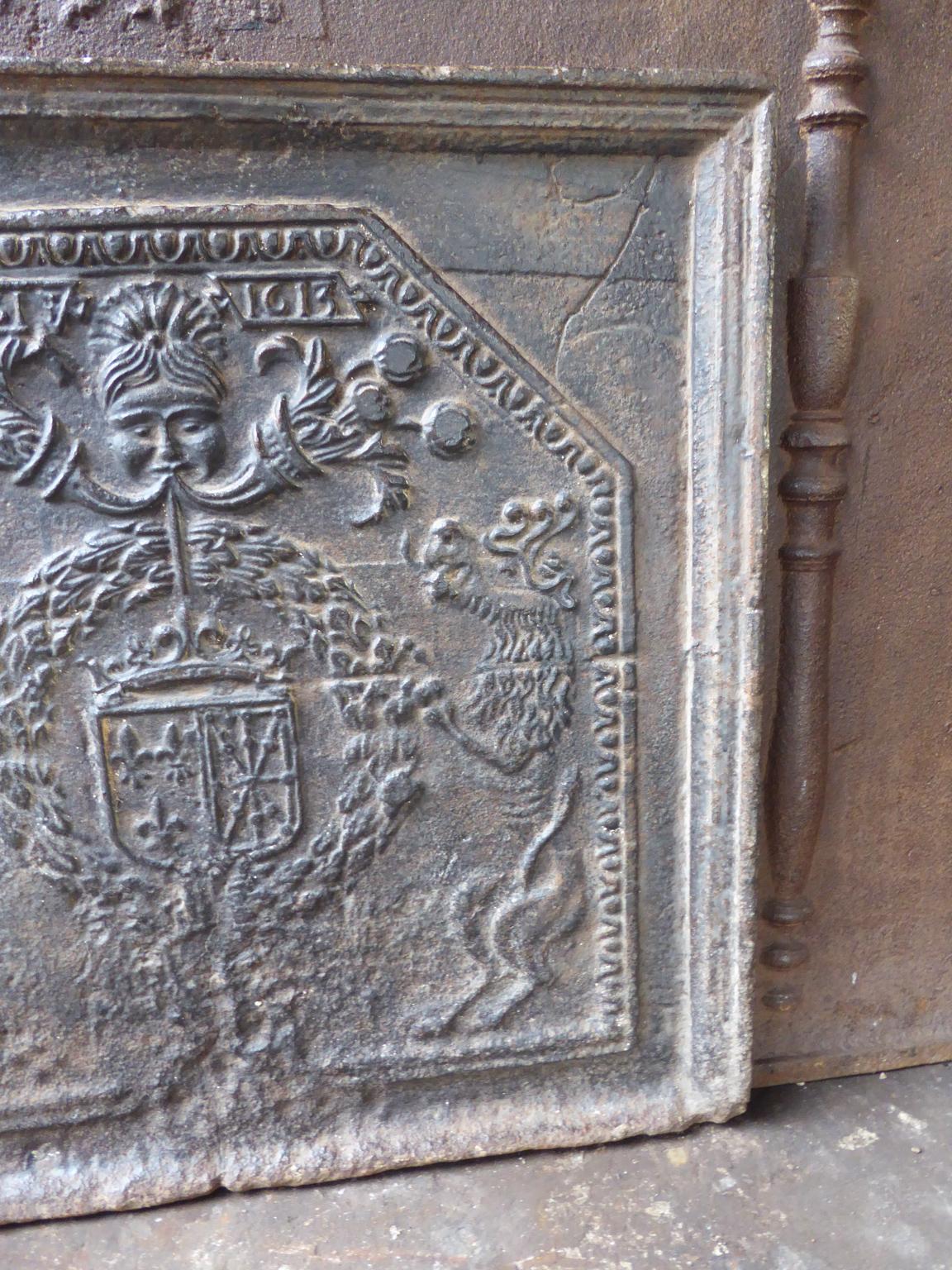 18th Century and Earlier Antique French 'Arms of France and Navarre' Fireback / Backsplash, 17th Century For Sale