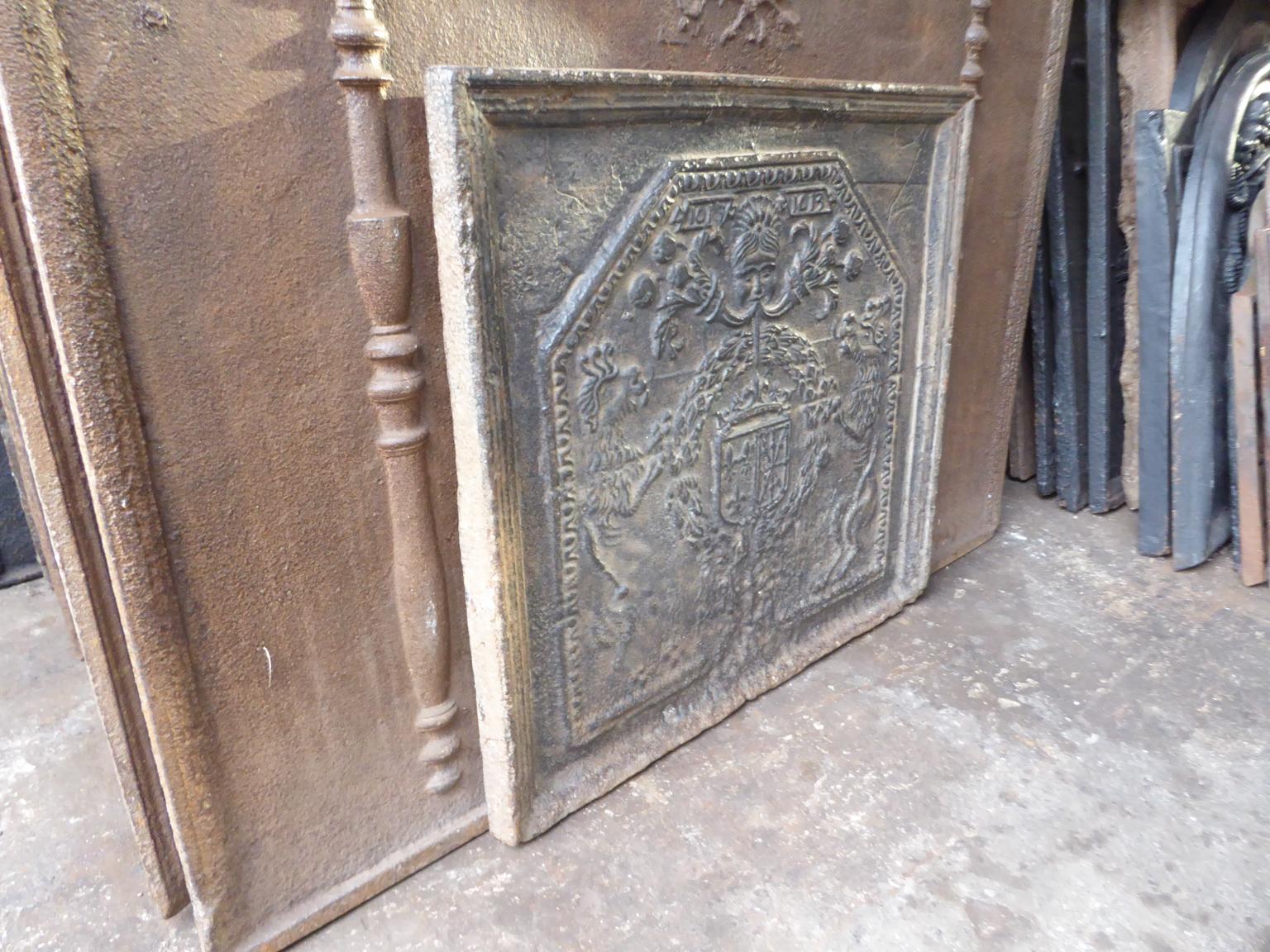 Antique French 'Arms of France and Navarre' Fireback / Backsplash, 17th Century For Sale 1