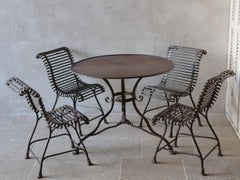 Antique French Arras Garden Set, Garden Table with Four Chairs