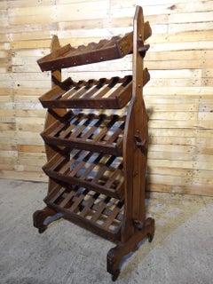 Antique French Art & Craft Rolling Wine Rack – 5 Tier Bottle Storage Trolley