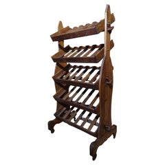 Antique French Art & Craft Rolling Wine Rack – 5 Tier Bottle Storage Trolley