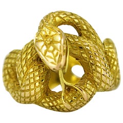 Antique French Art Deco 18 Karat Gold Snake Ring, circa 1920s