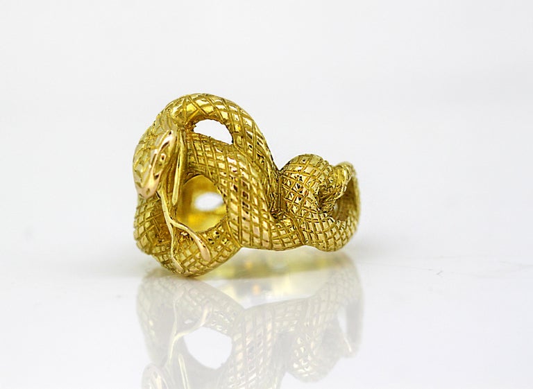 Antique French Art Deco 18 Karat Gold Snake Ring, circa 1920s at 1stDibs